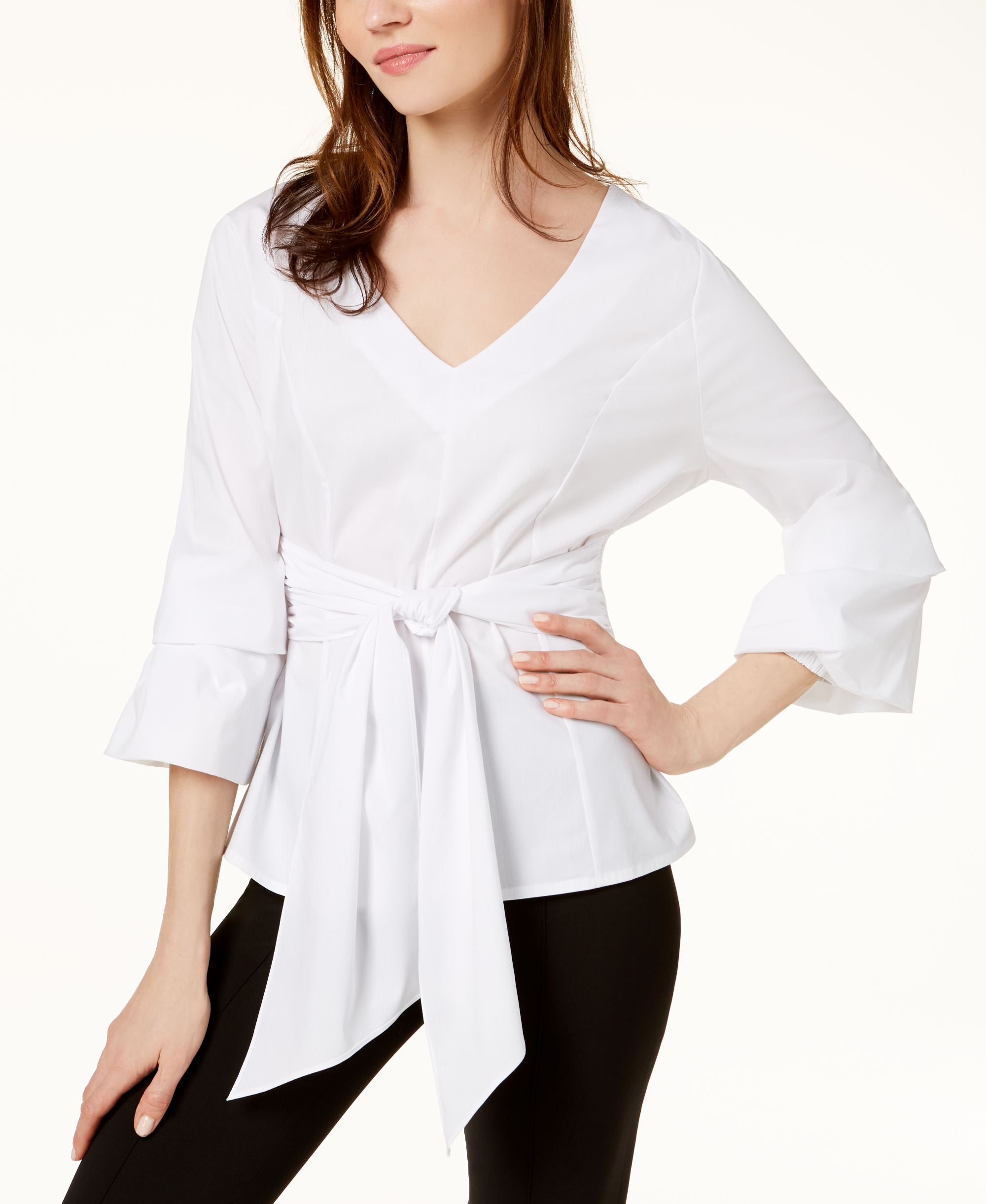 Angel Sleeve Tie Front Top