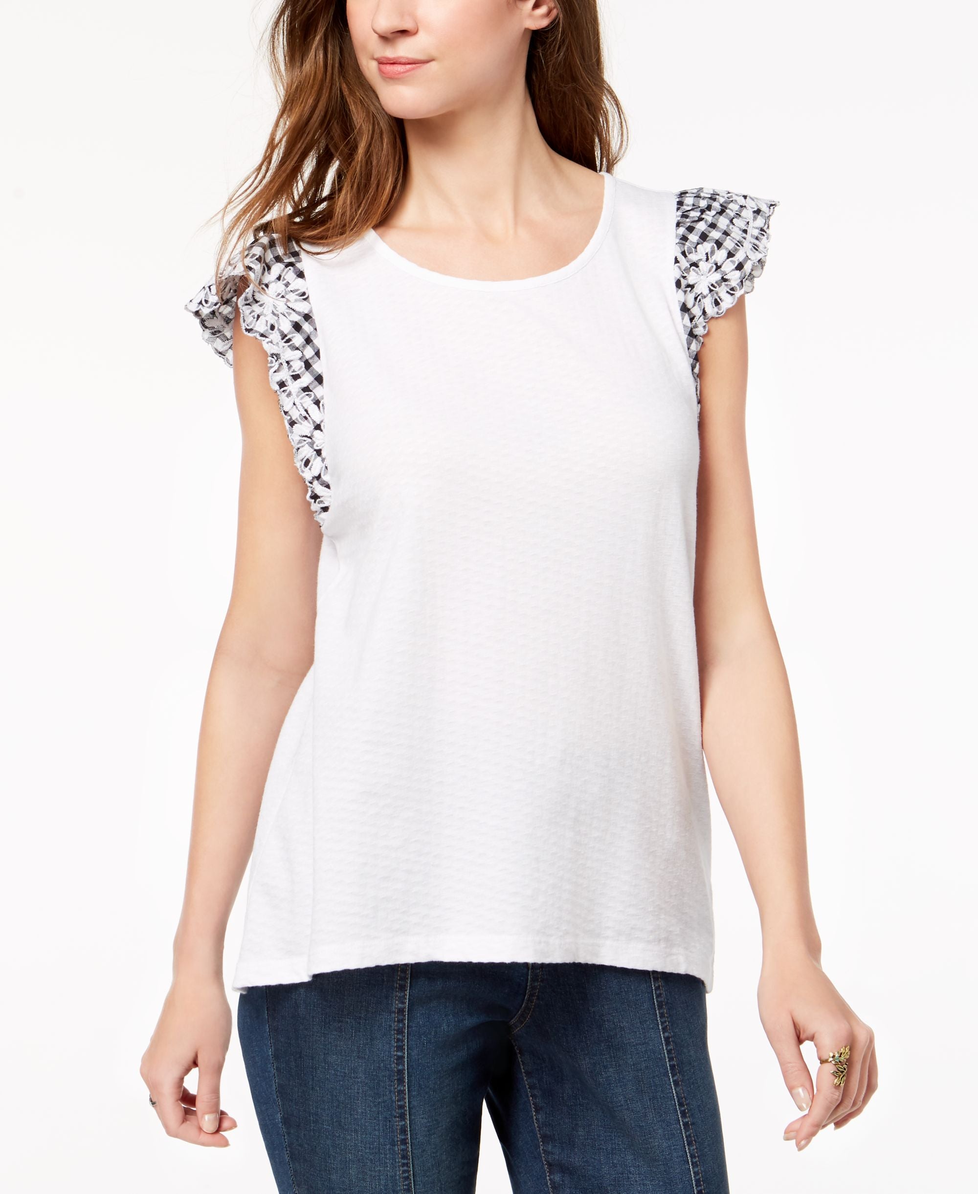 Style & Co Jacquard Cap Sleeve Top