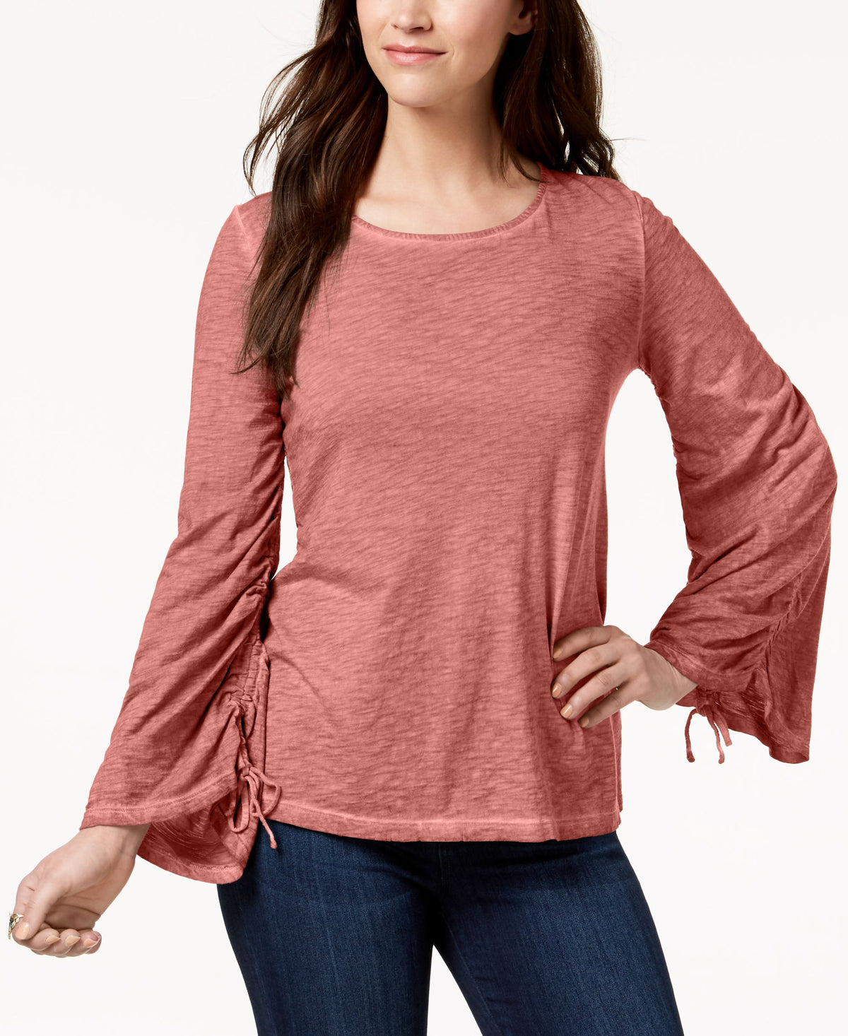 Ruched-Sleeve Top