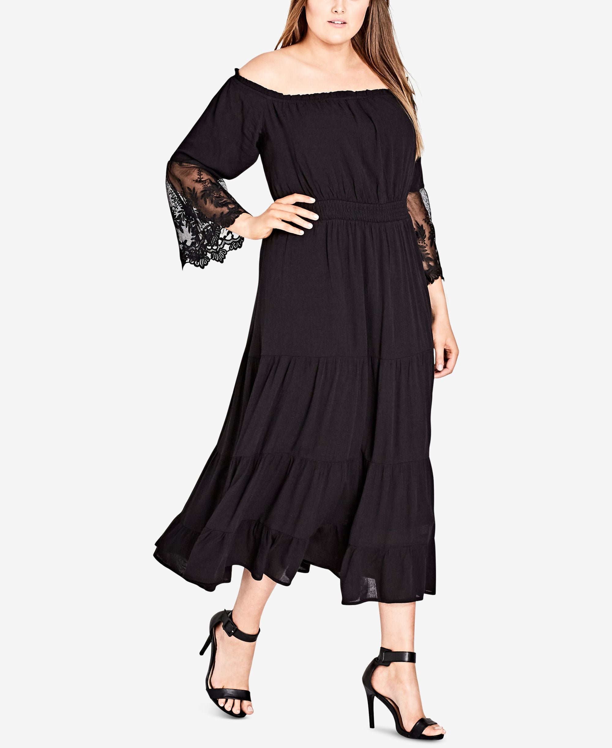 City Chic Trendy Plus Size Off The Shoulder Maxi Dress