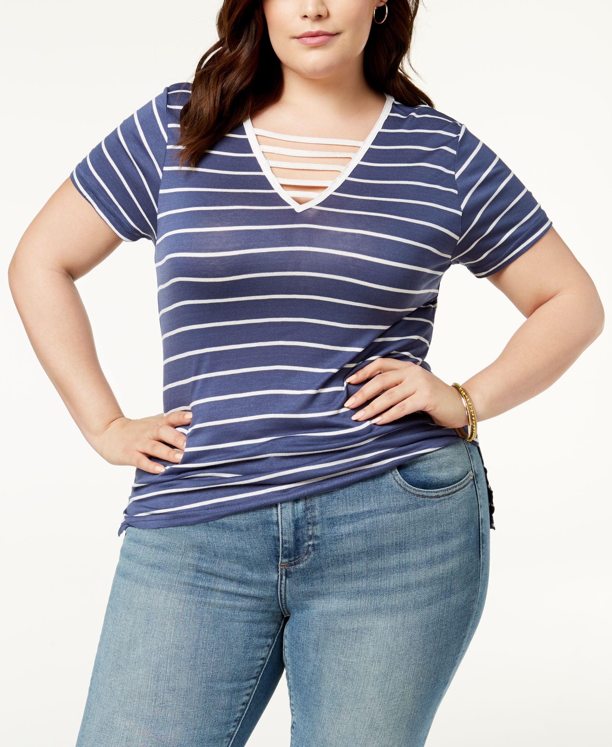 Abasix Trendy Plus Size Ladder Front T-Shirt