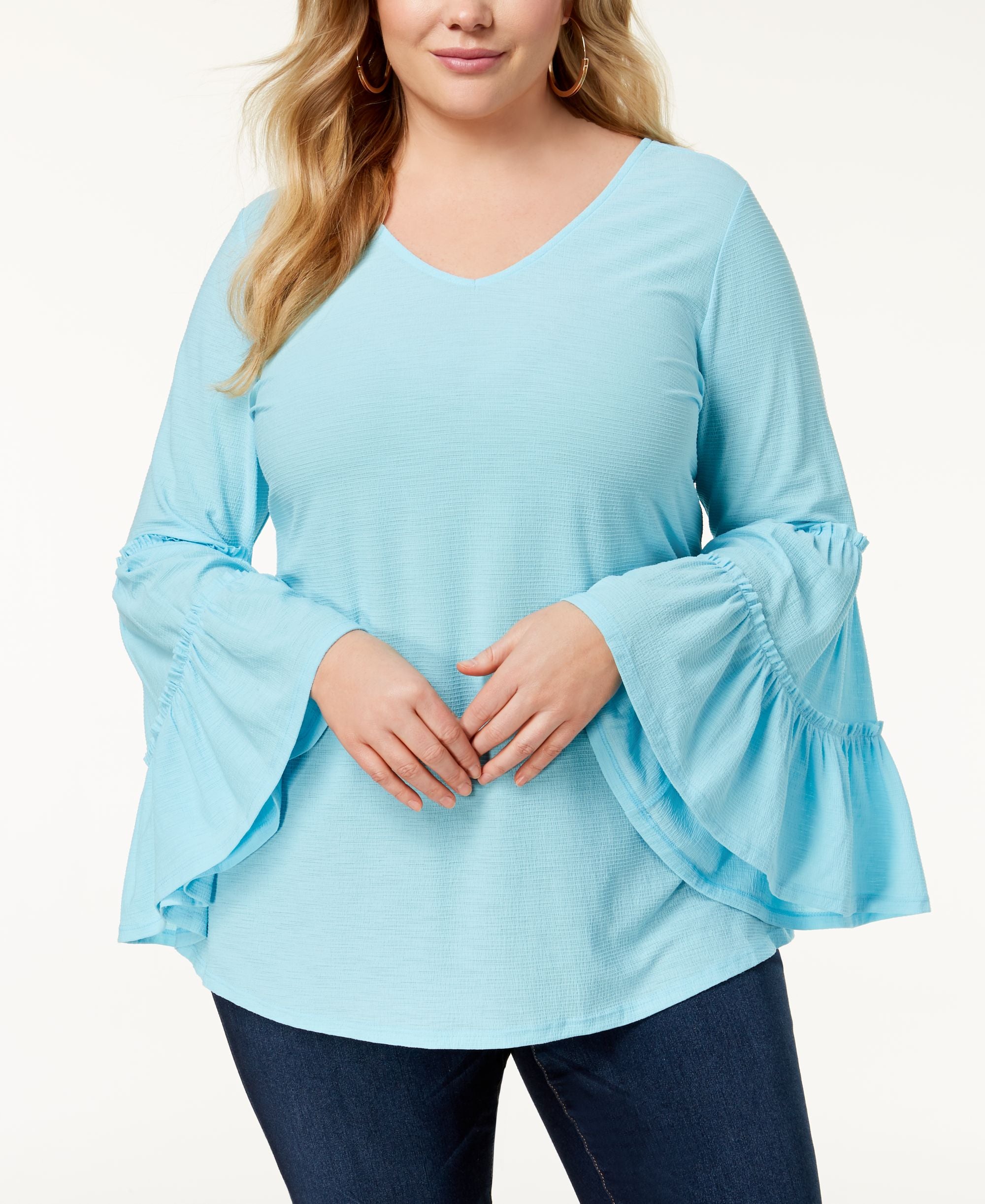 NY Collection Plus Size Ruffled Sleeve Top