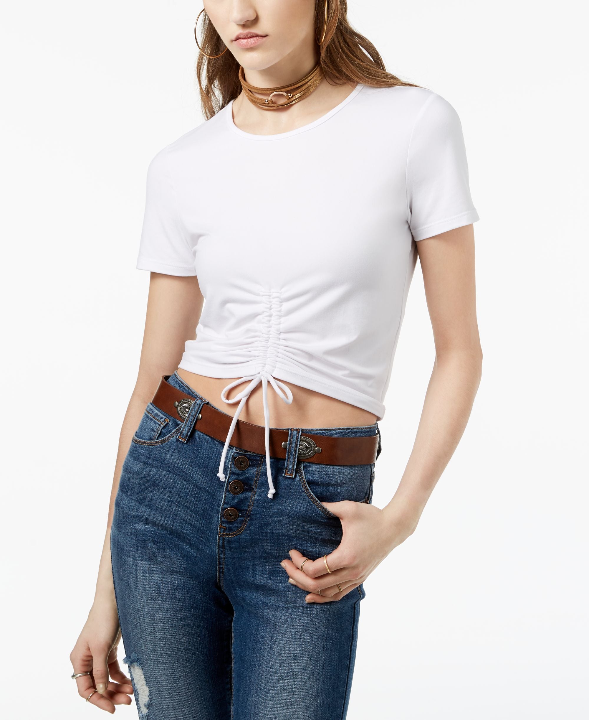 Ultra Flirt By Ikeddi Juniors Ruched Crop Top