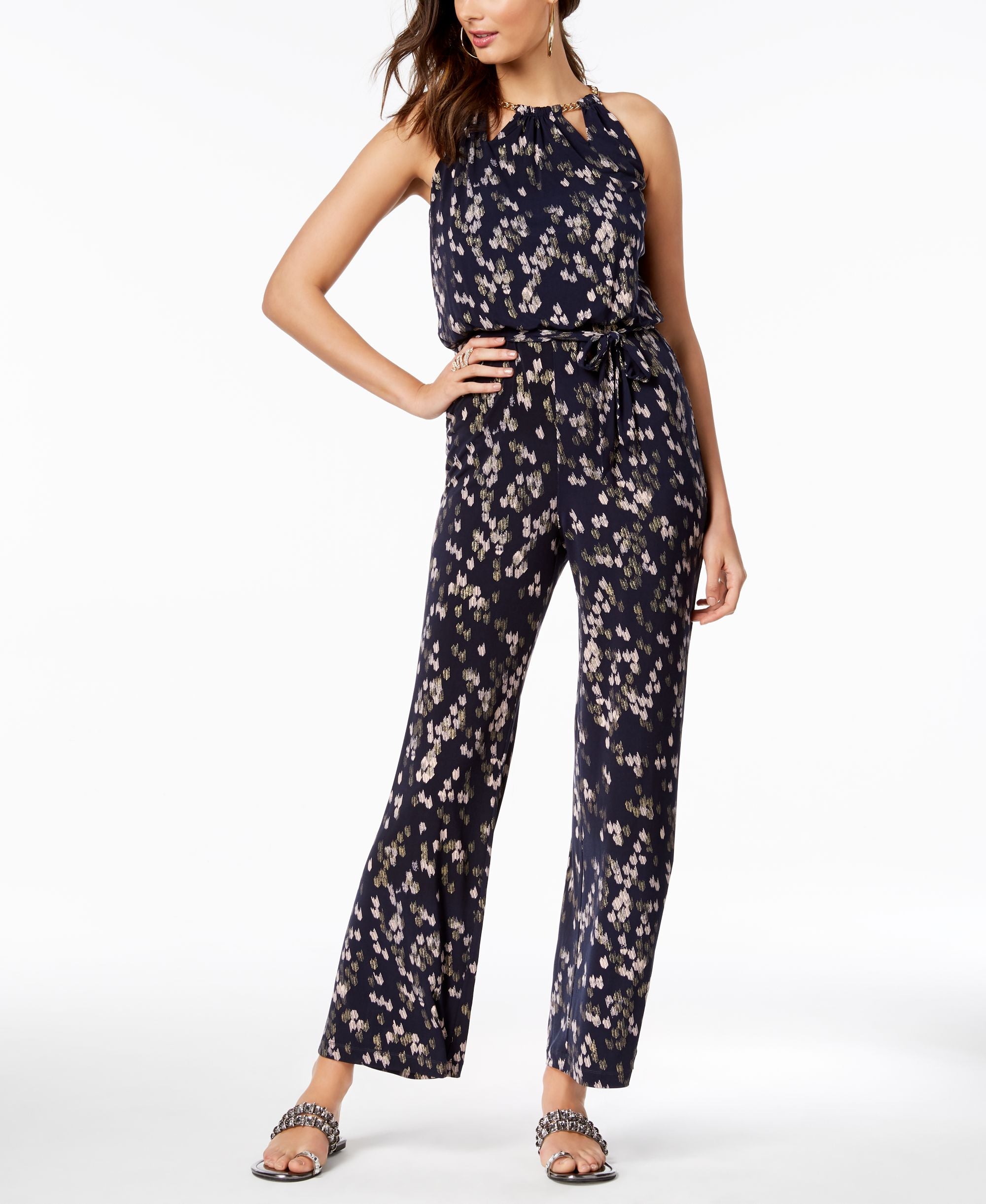 Thalia Sodi Printed Chain Neck Jumpsuit