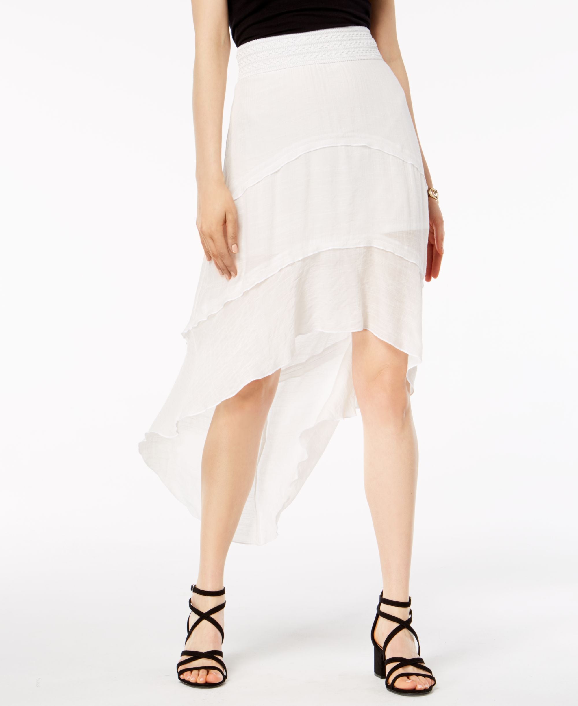 Juniors' Faux-Tiered High-Low Skirt