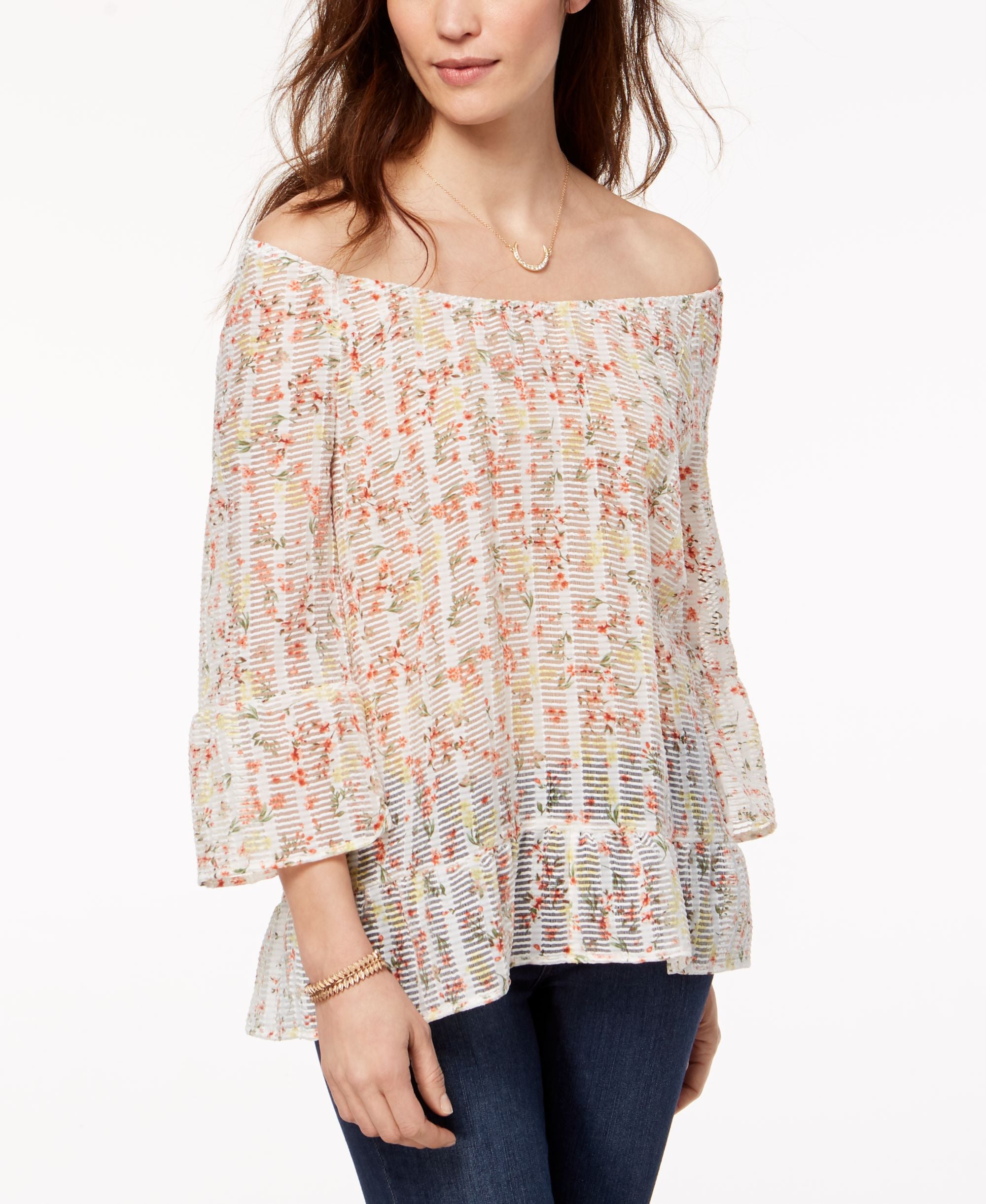 Style & Co Ruffled Off The Shoulder Top