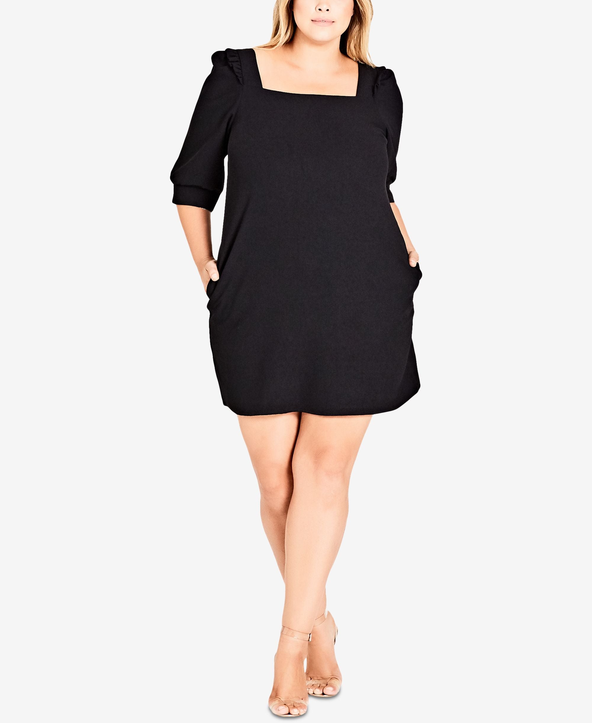 City Chic Trendy Plus Size 3/4 Sleeve Shift Dress
