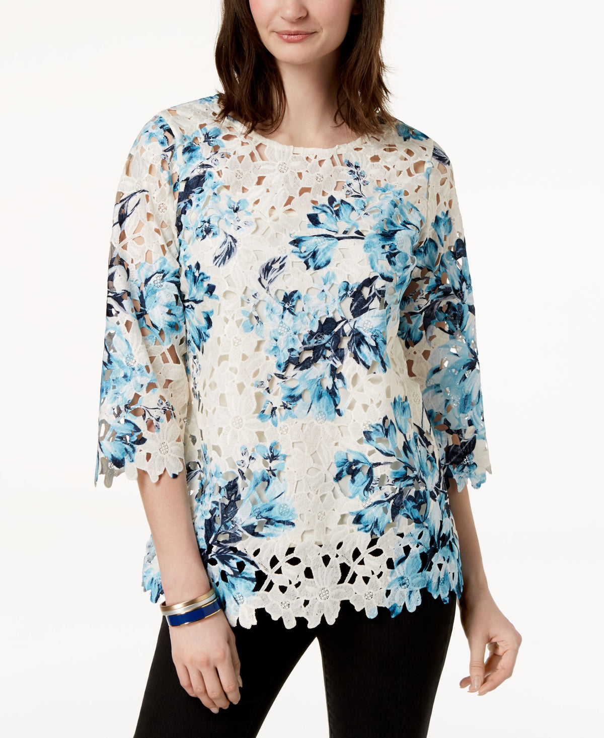 Charter Club Floral Print Lace Top