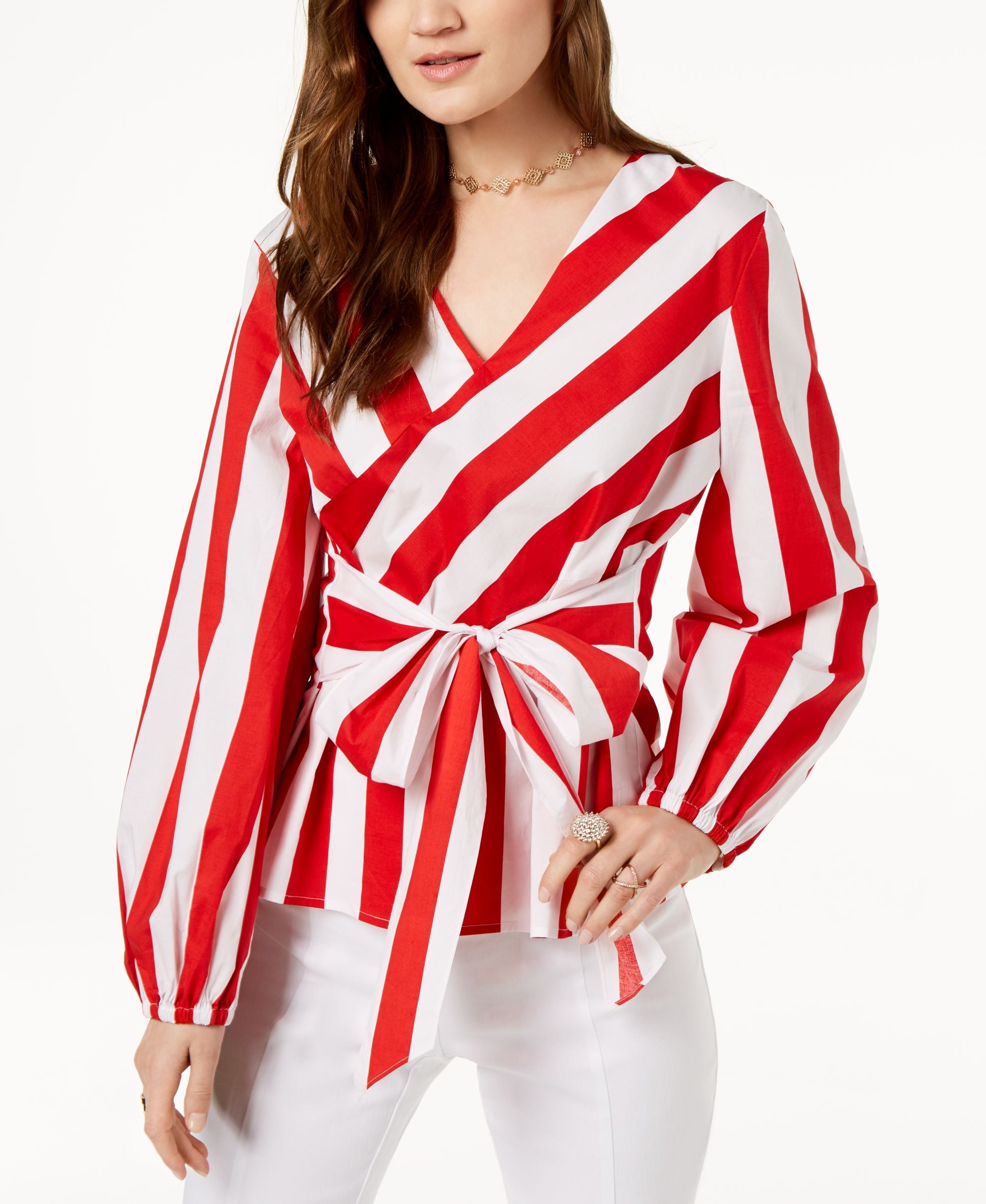 Striped Wrap Blouse