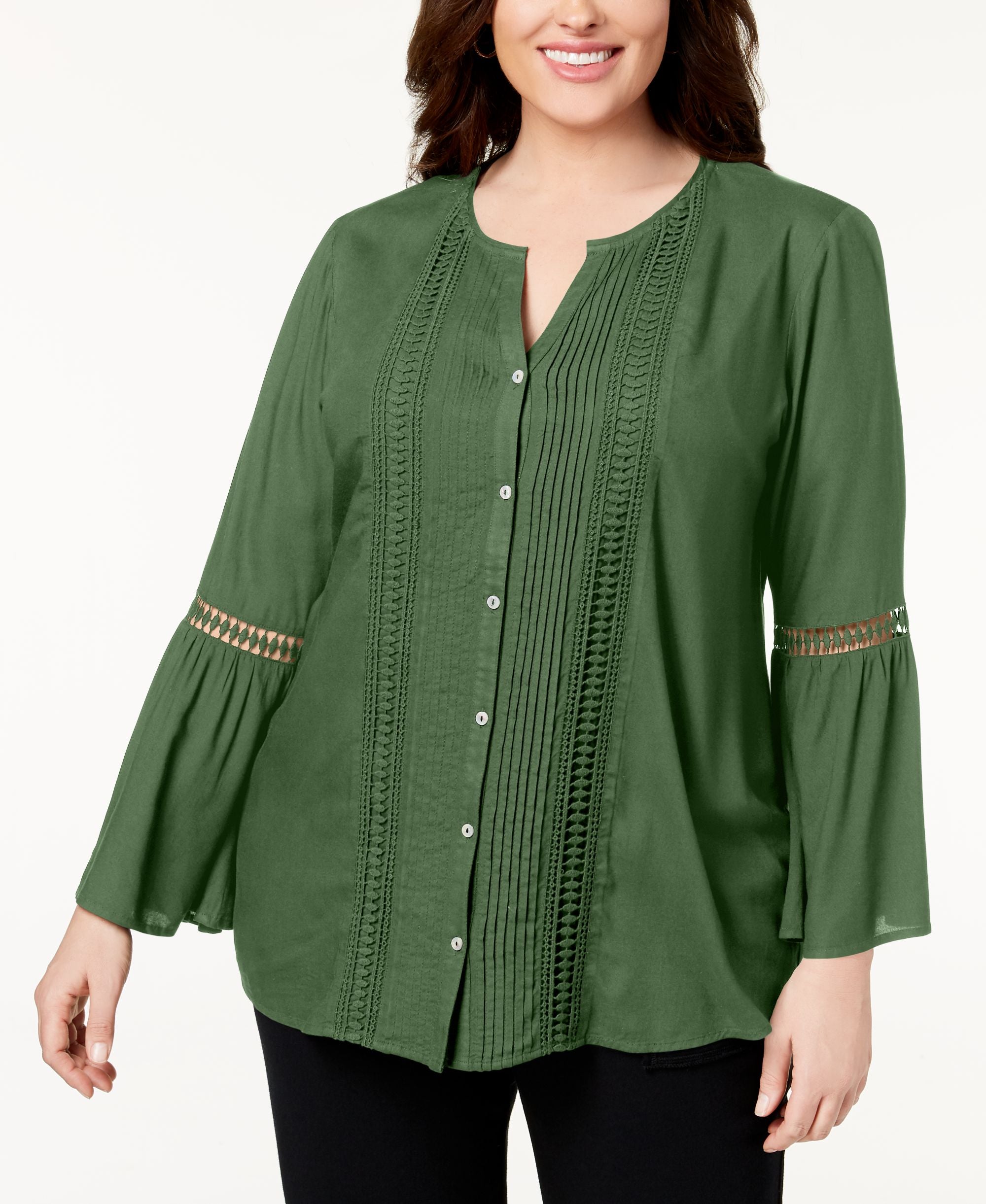 JM Collection Plus Size Bell Sleeve Shirt