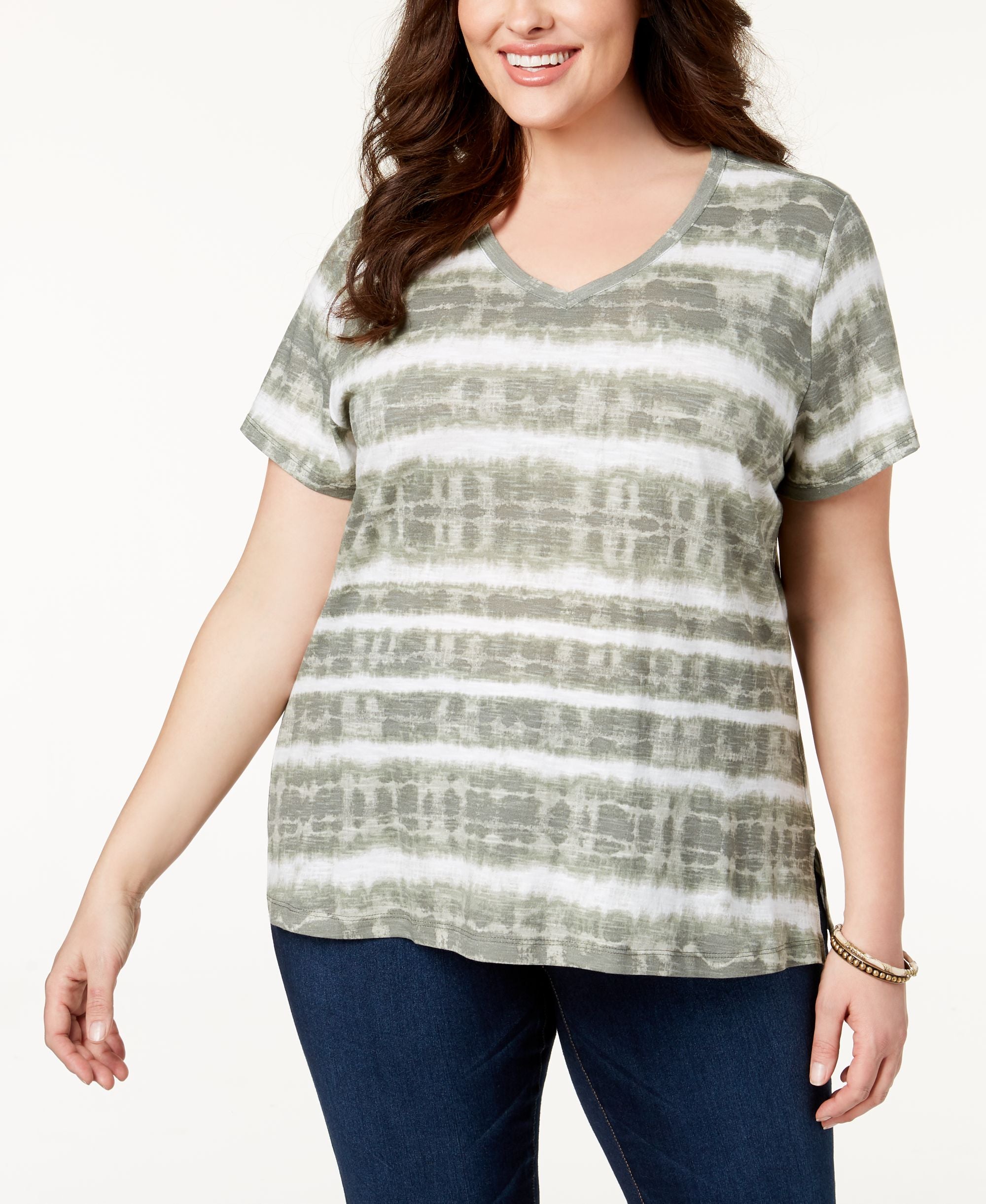 Style & Co Plus Size Cotton Tie Dyed T-Shirt