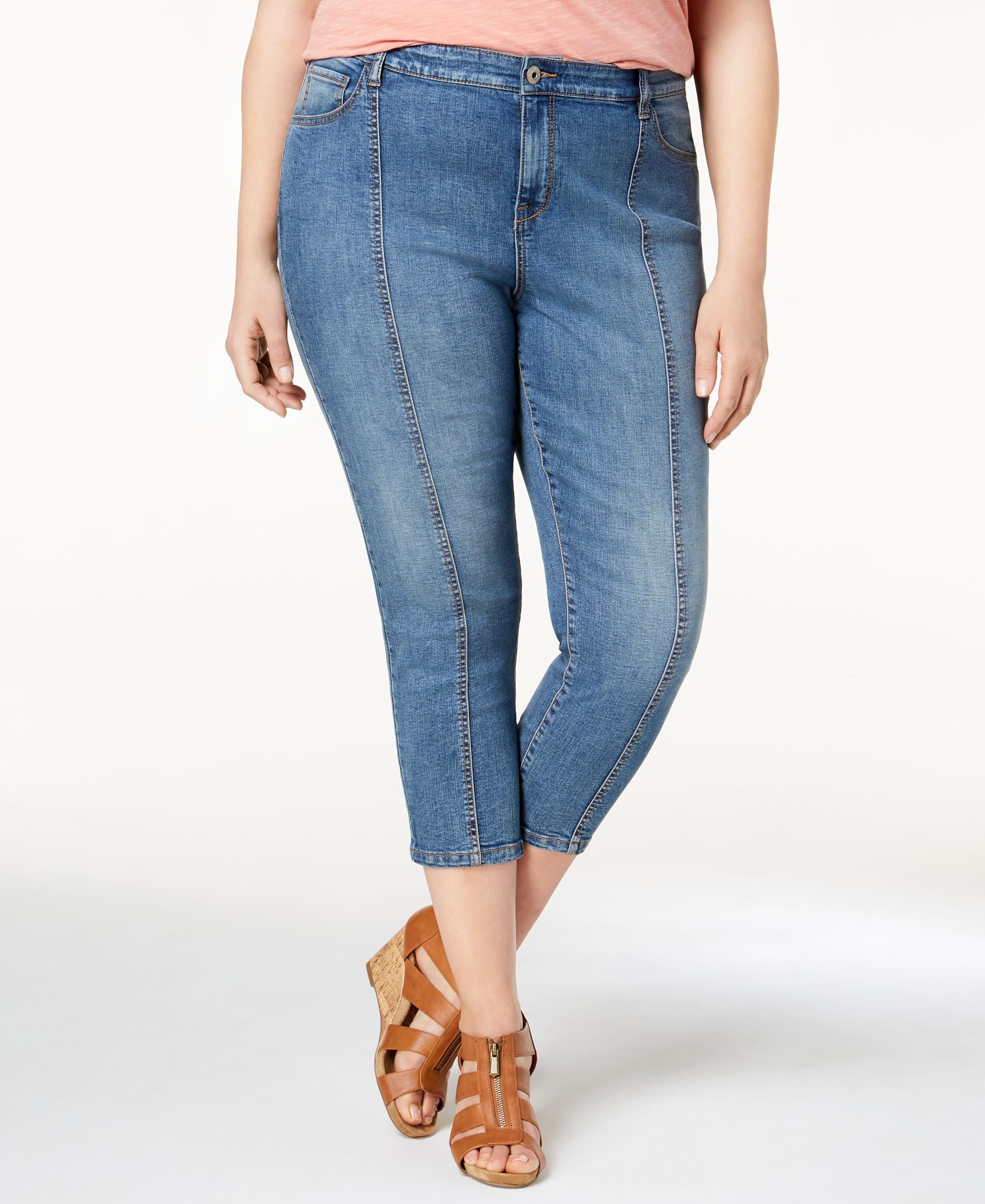 Style & Co Plus Size Seamed Capri Jeans