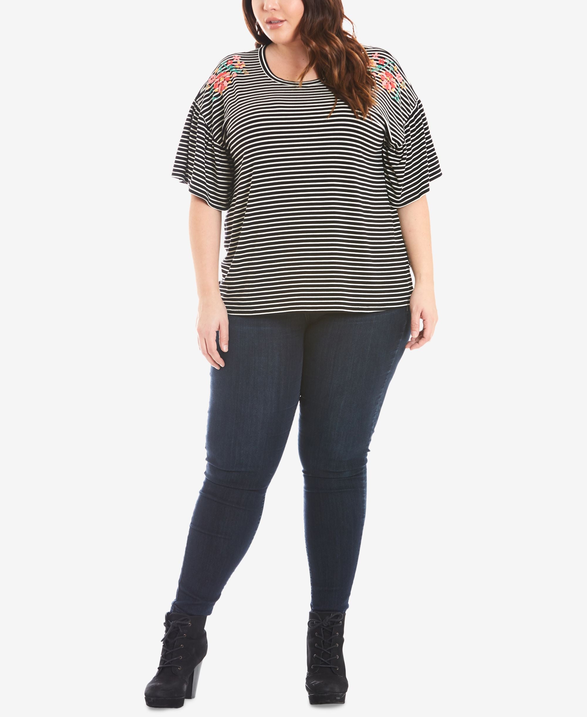 Eyeshadow Trendy Plus Size Embroidered T-Shirt