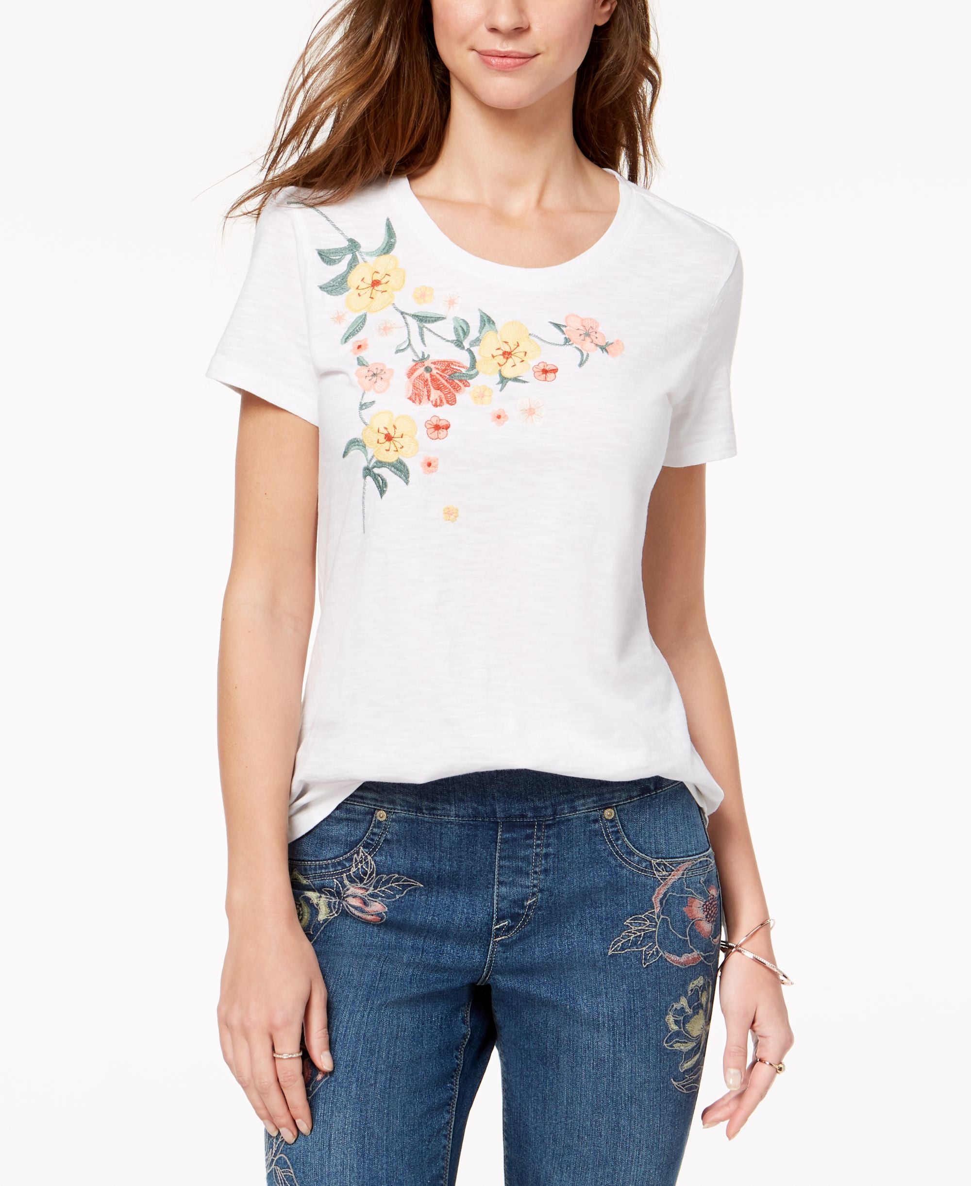 Style & Co Petite Embroidered T-Shirt