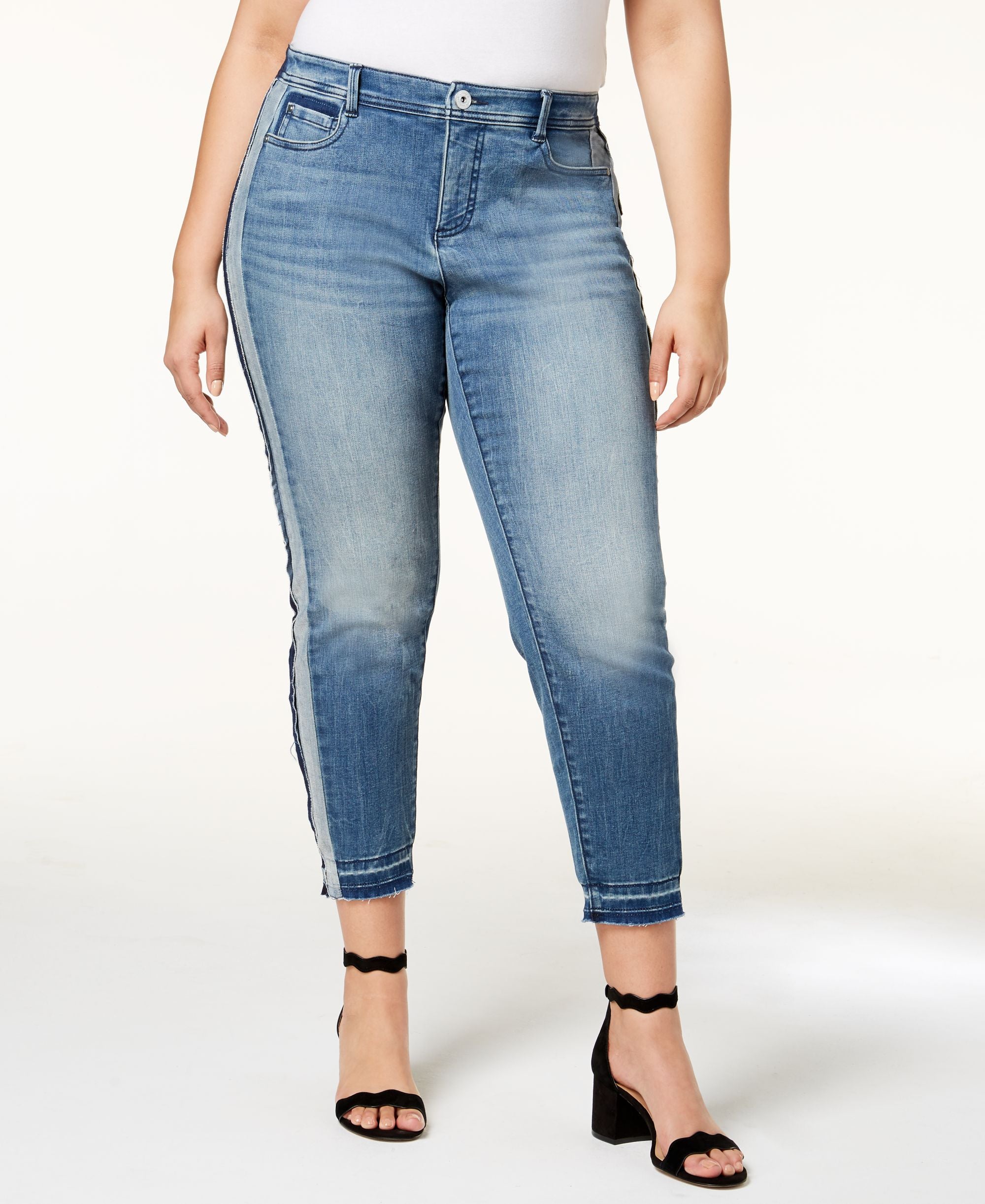 Plus Size Side Stripe Skinny Jeans