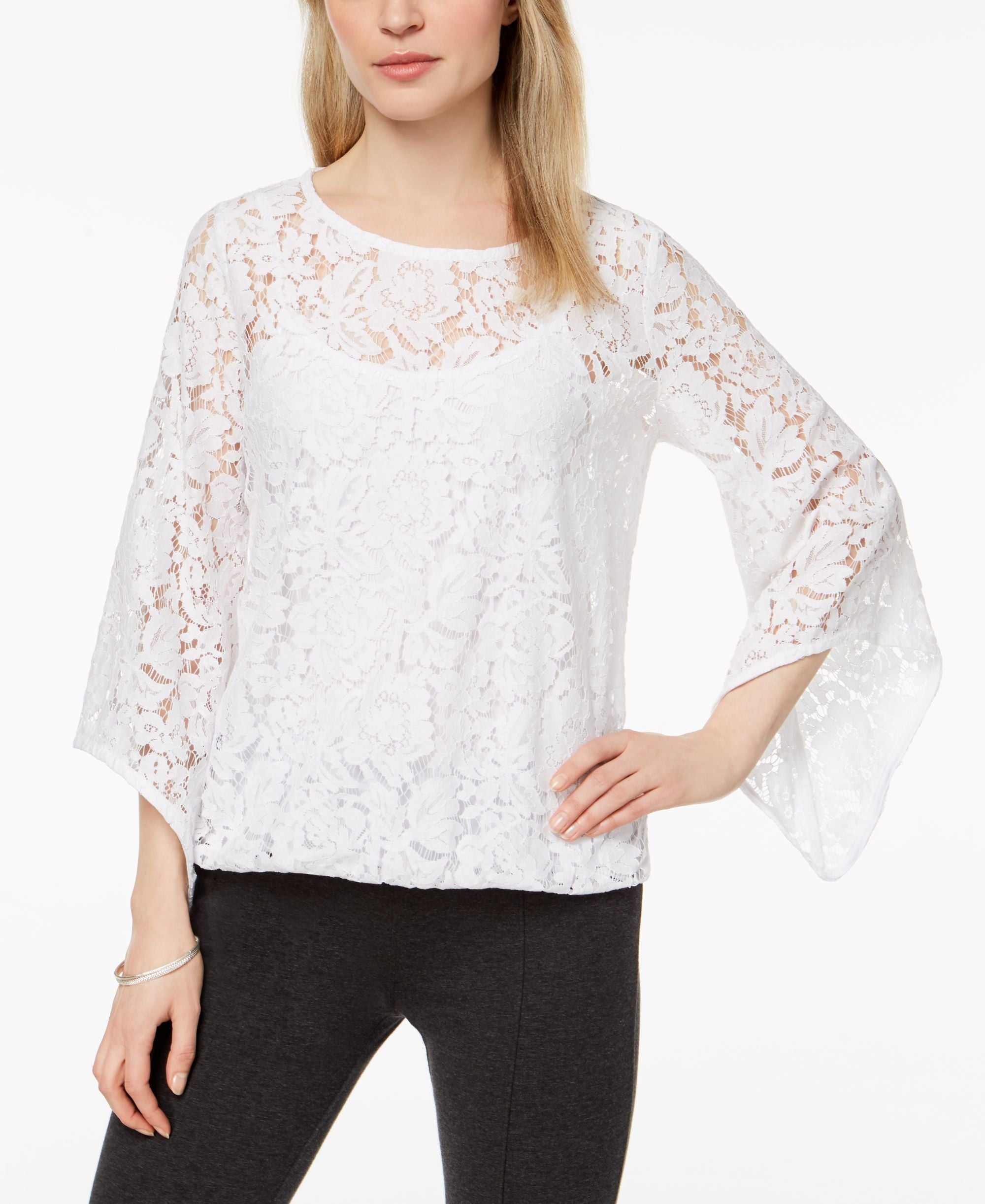 Alfani Lace Blouson Top