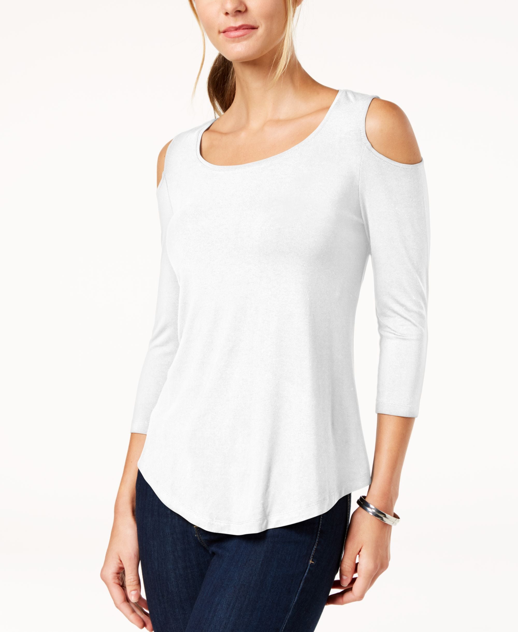 JM Collection Petite Cold Shoulder Top