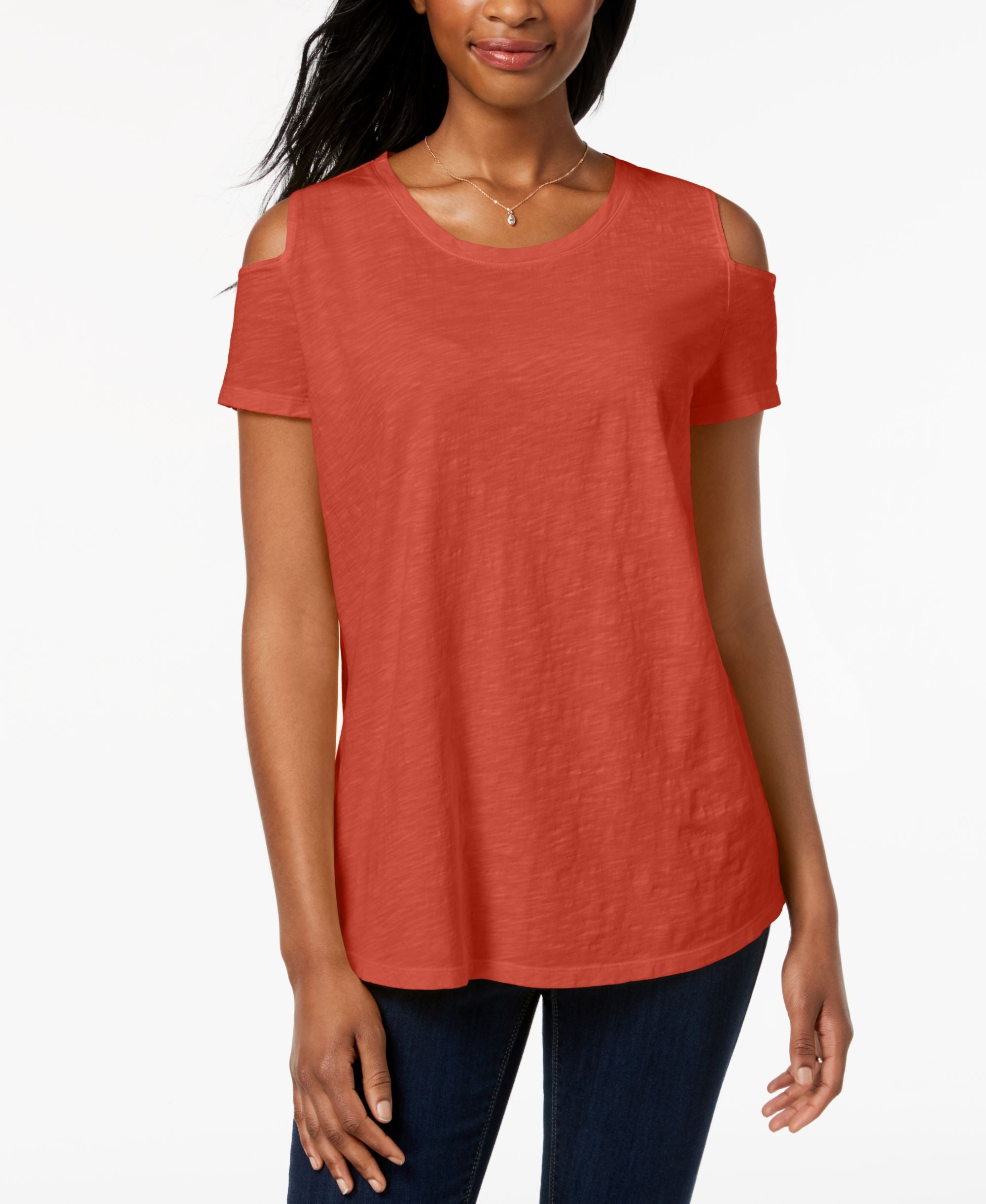 Style & Co Cotton Cold Shoulder T-Shirt