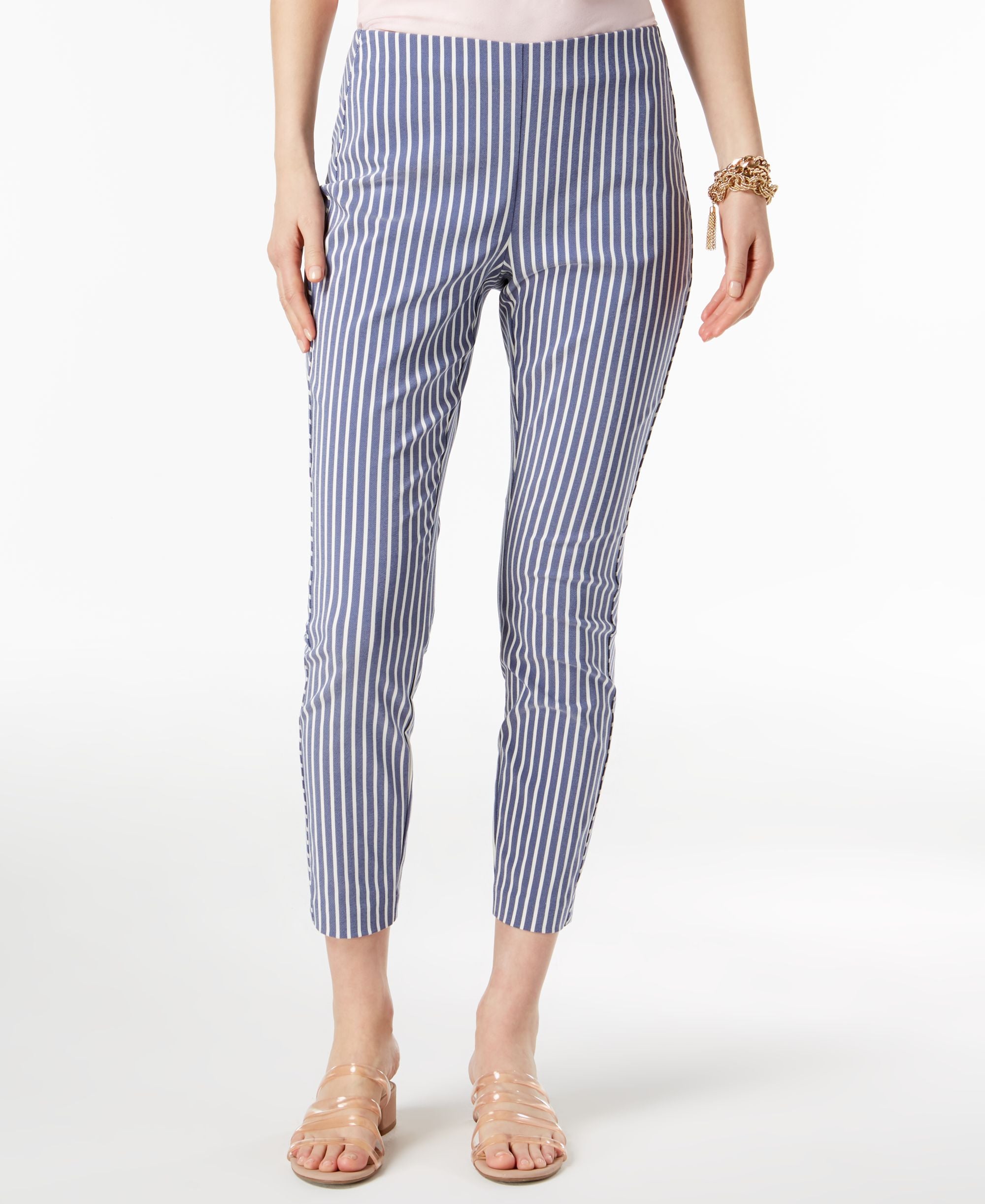 Striped Skinny Ankle Pants