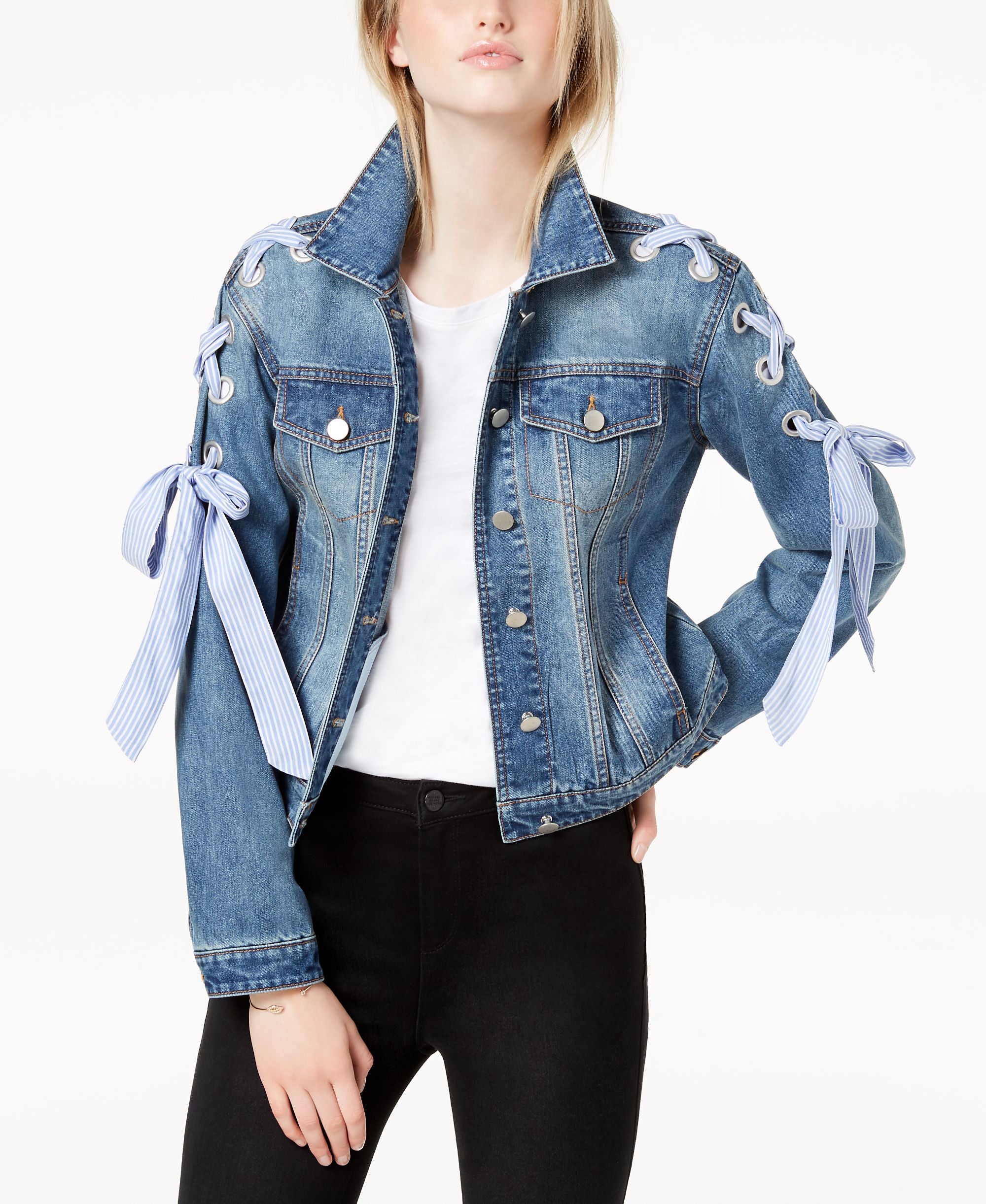 Lace-Up Denim Jacket