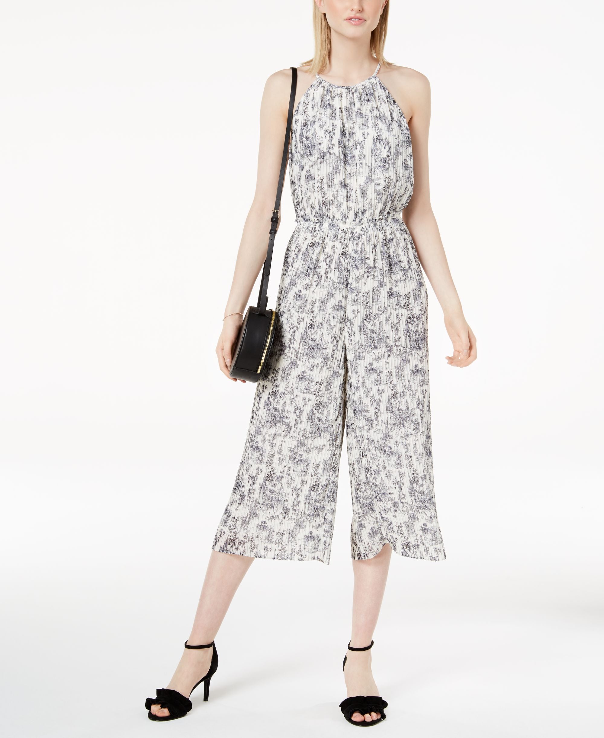 Maison Jules Pleated Cropped Jumpsuit