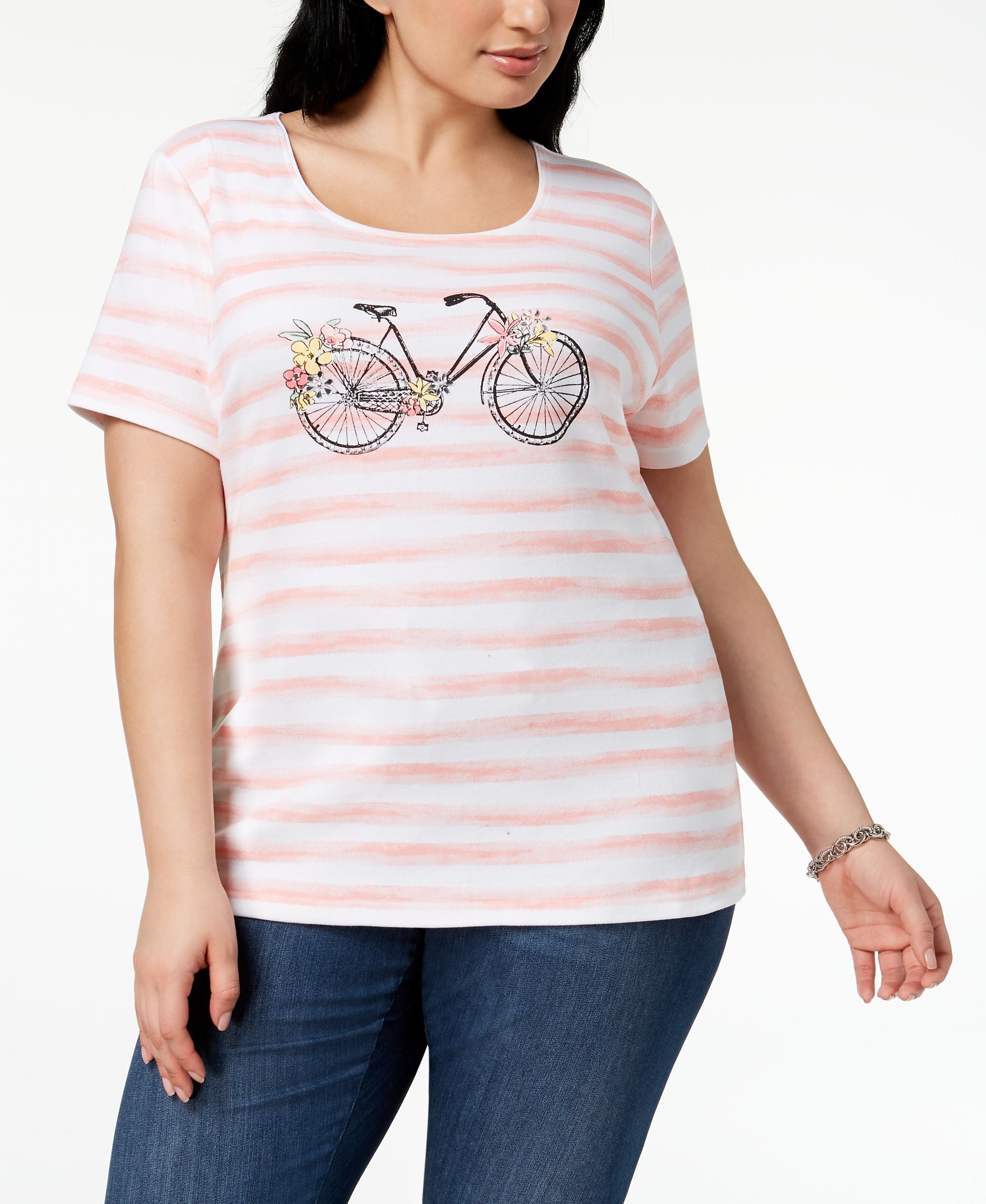 Karen Scott Plus Size Bicycle Graphic T-Shirt