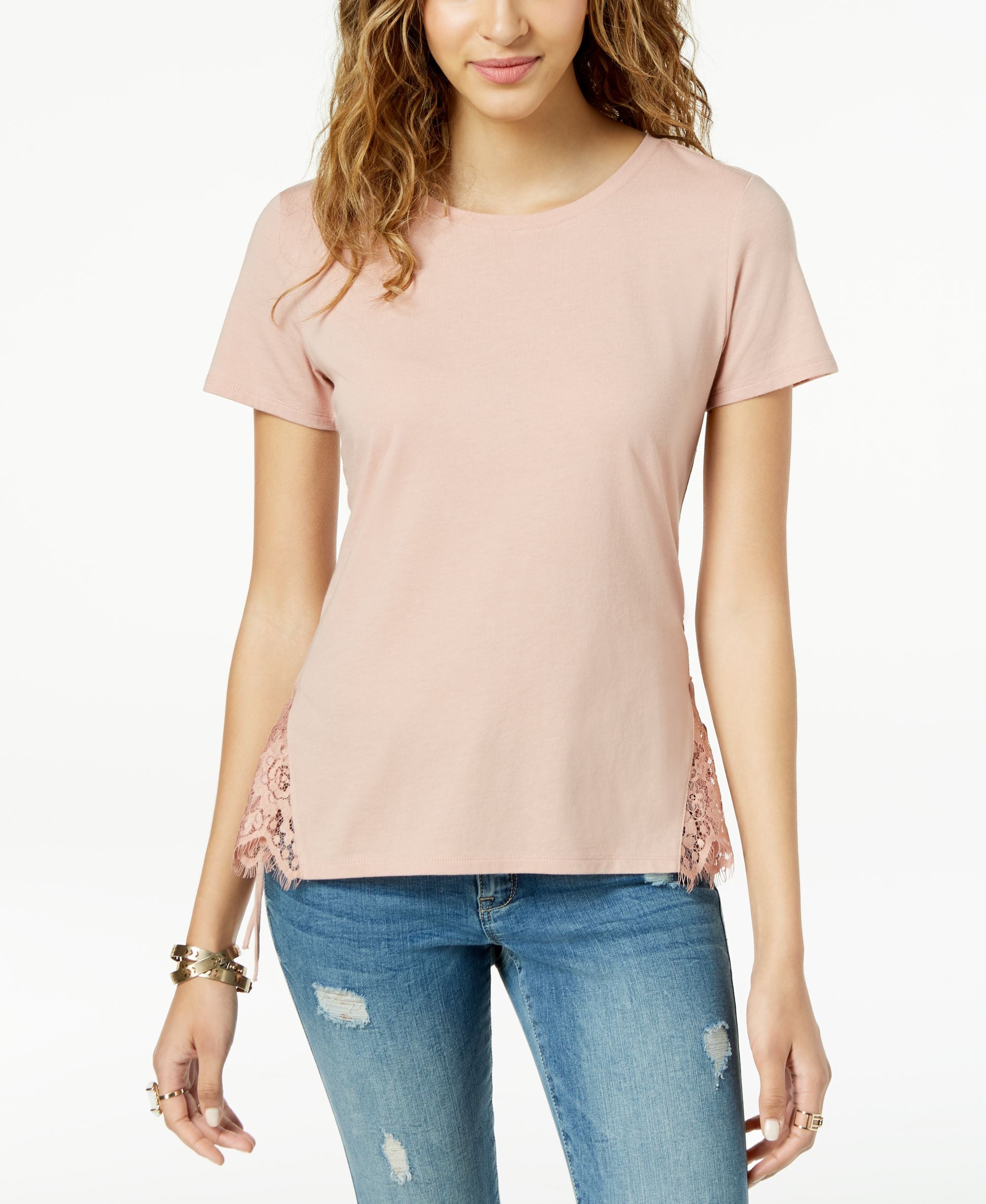 Juniors' Lace-Up T-Shirt