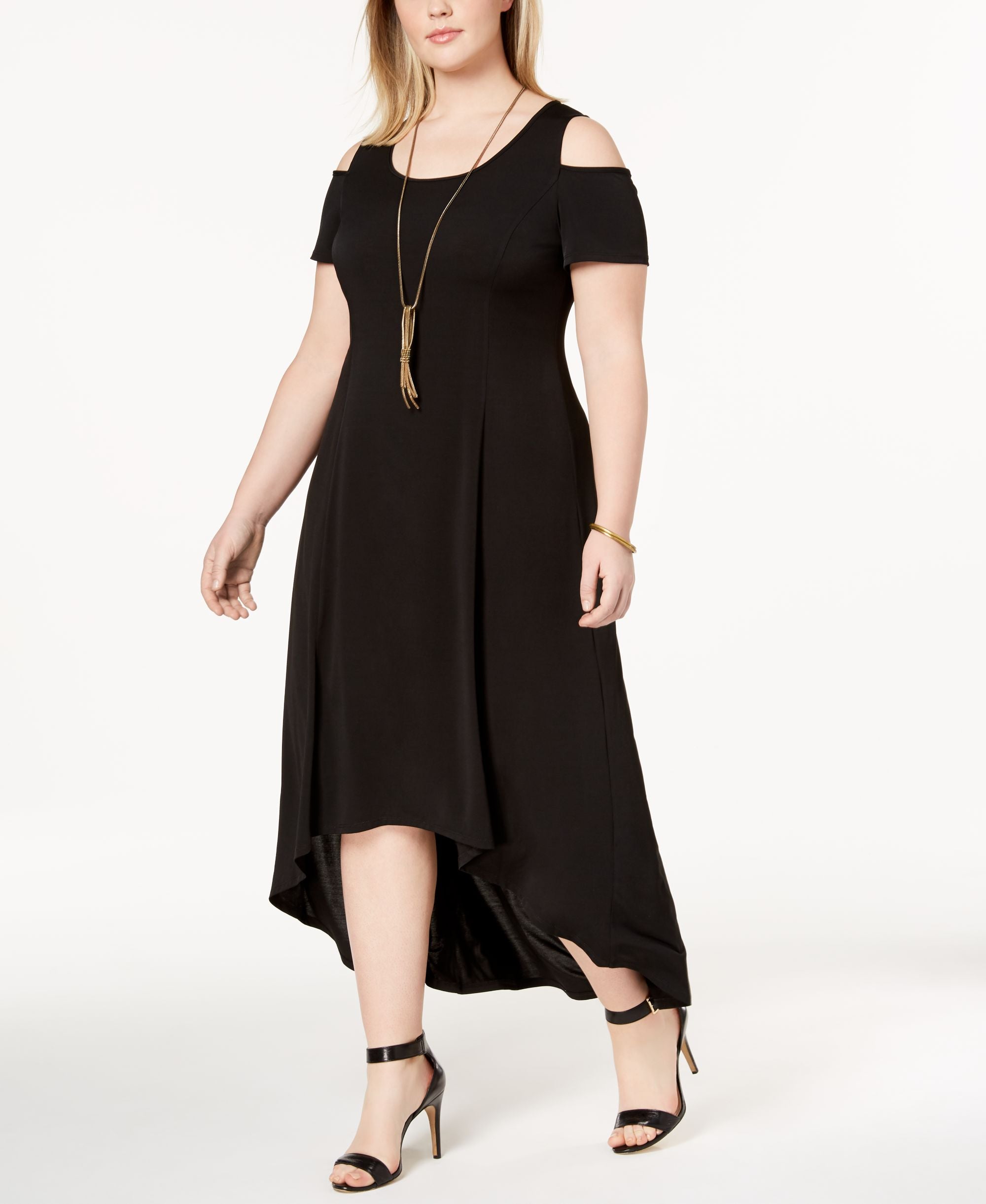 Petite Plus Size Cold-Shoulder Maxi Dress