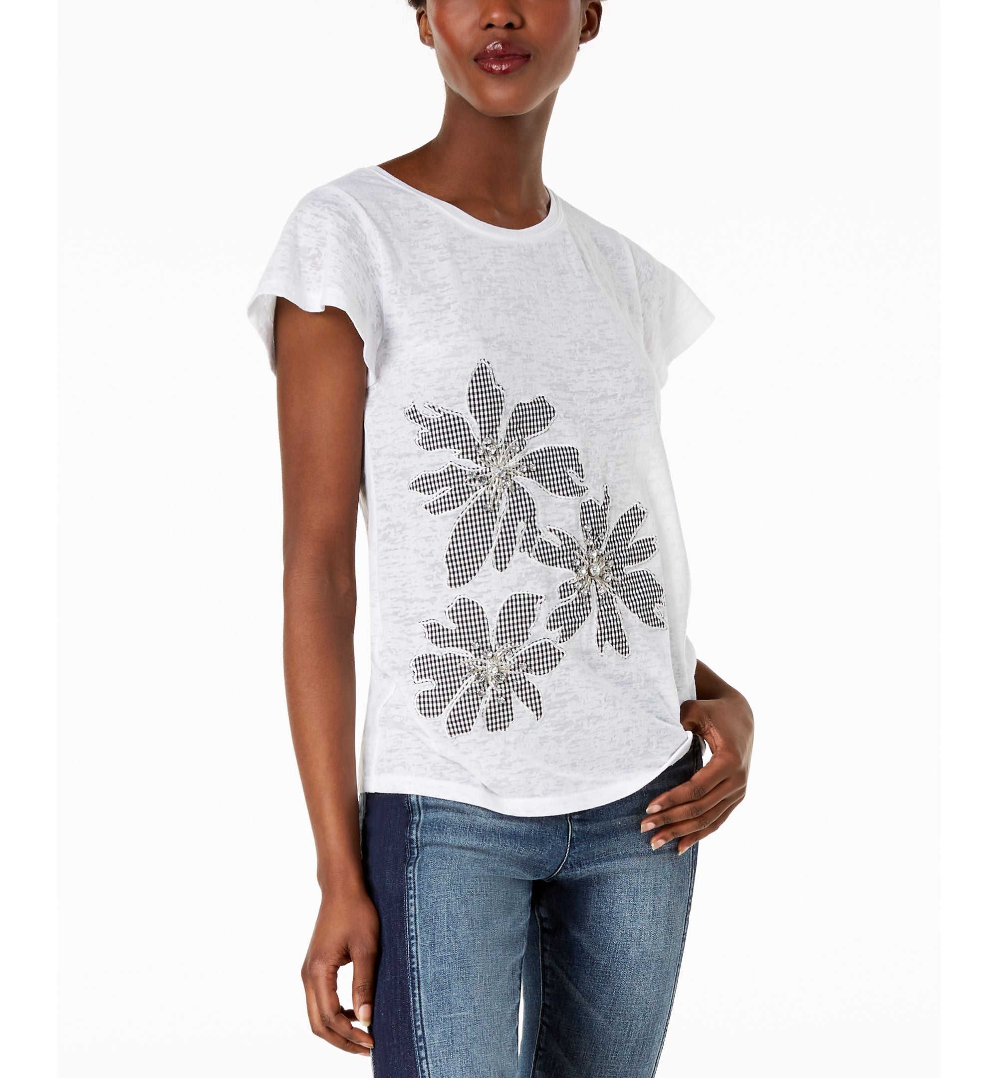 Embellished Mixed Media Top