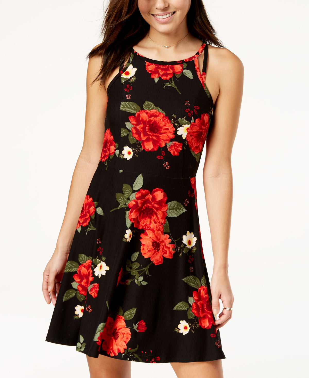 Juniors' Double-Strap Fit & Flare Dress