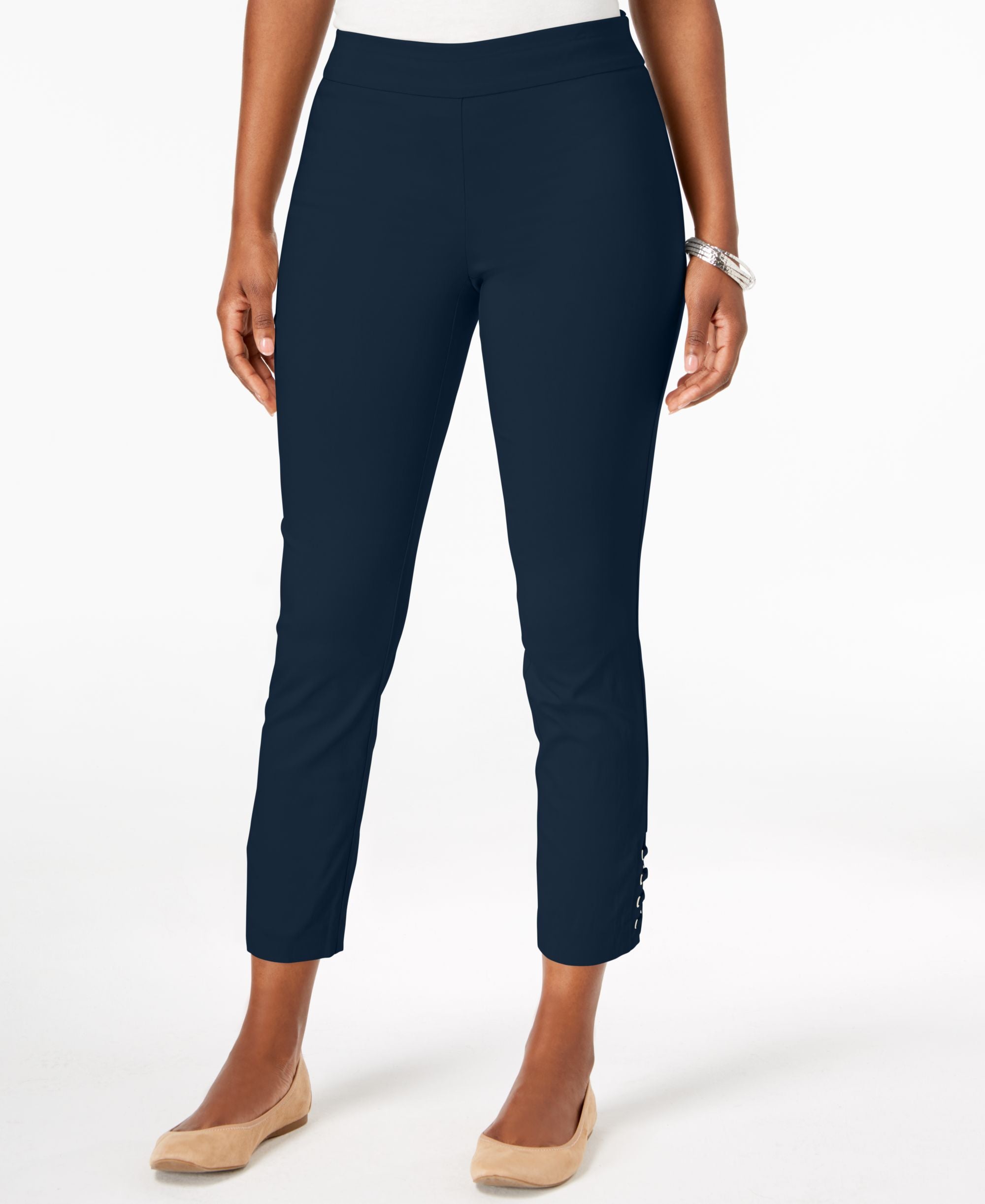 Petite Laced-Hem Bootcut Pants