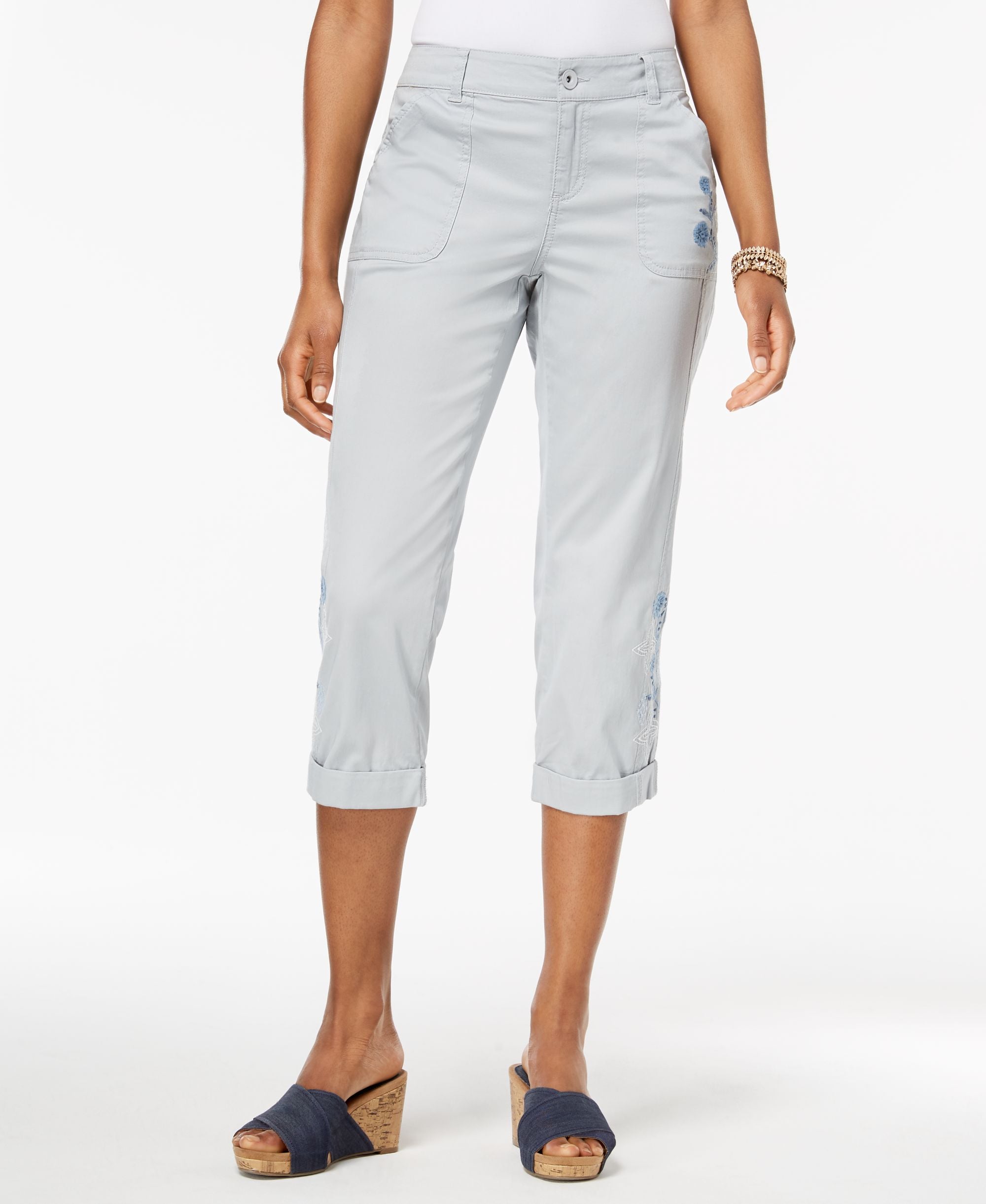 Embroidered Capri Pants