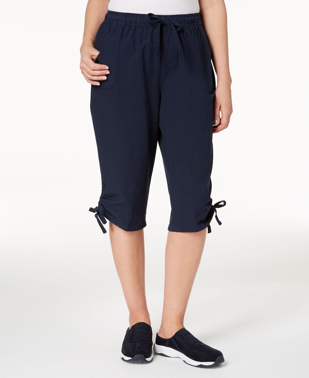 Petite Cotton Ruched Skimmer Shorts