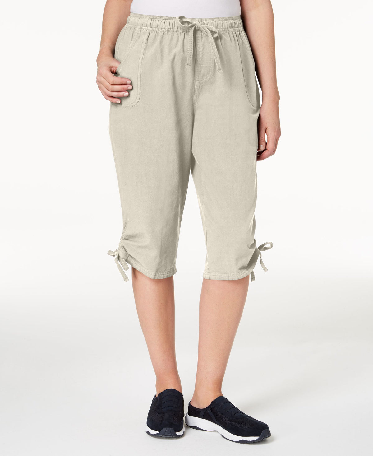 Petite Cotton Ruched Skimmer Shorts