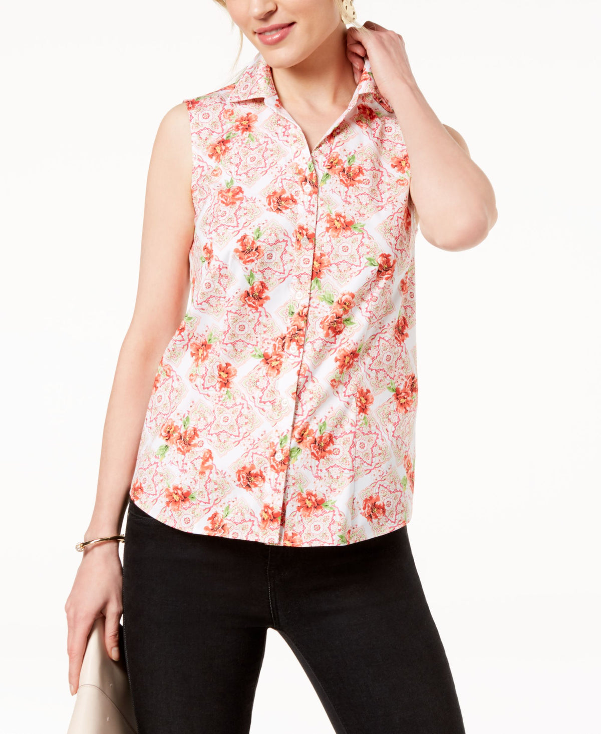 Charter Club Sleeveless Print Shirt