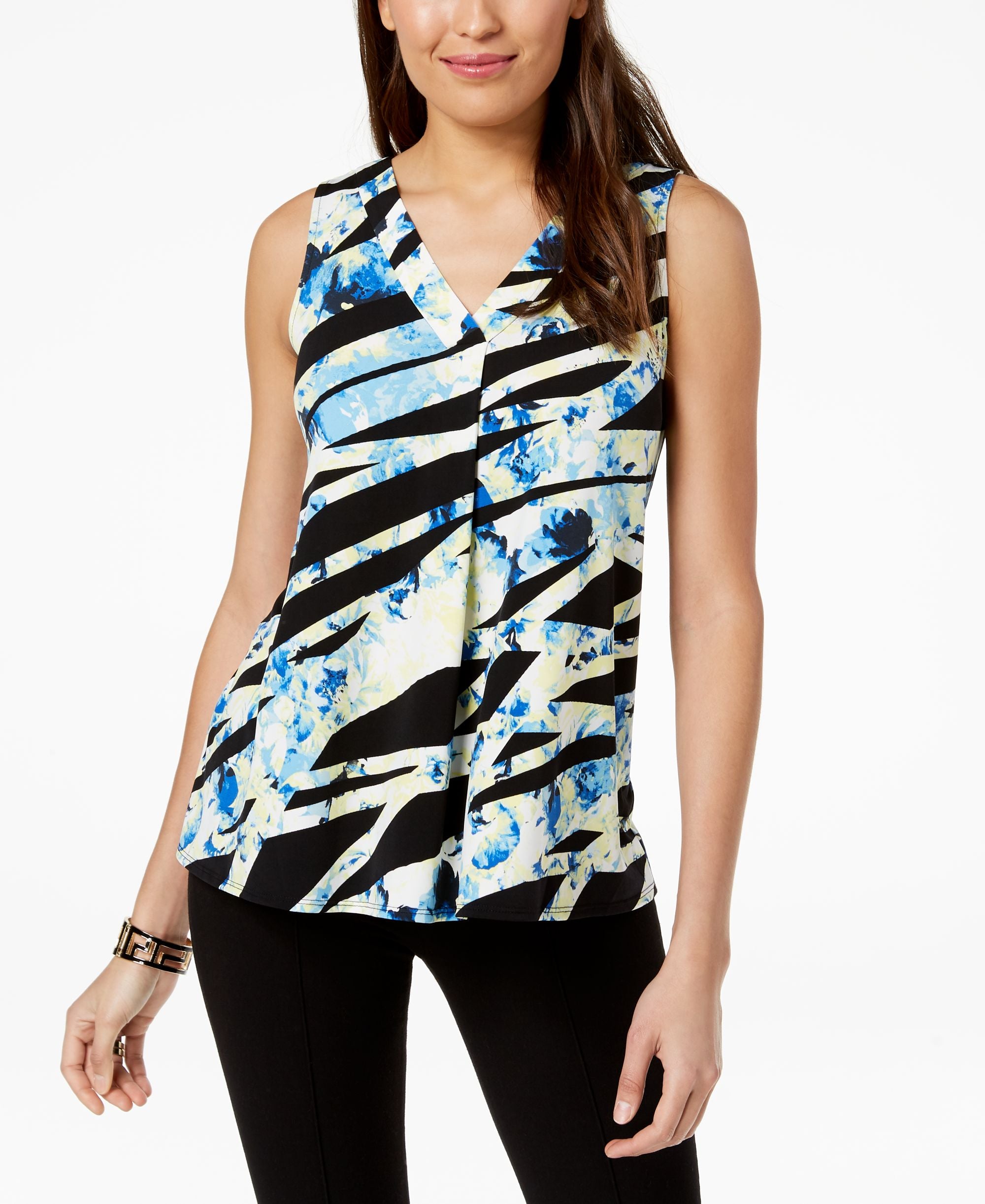 Alfani Colorblocked Handkerchief Hem Top