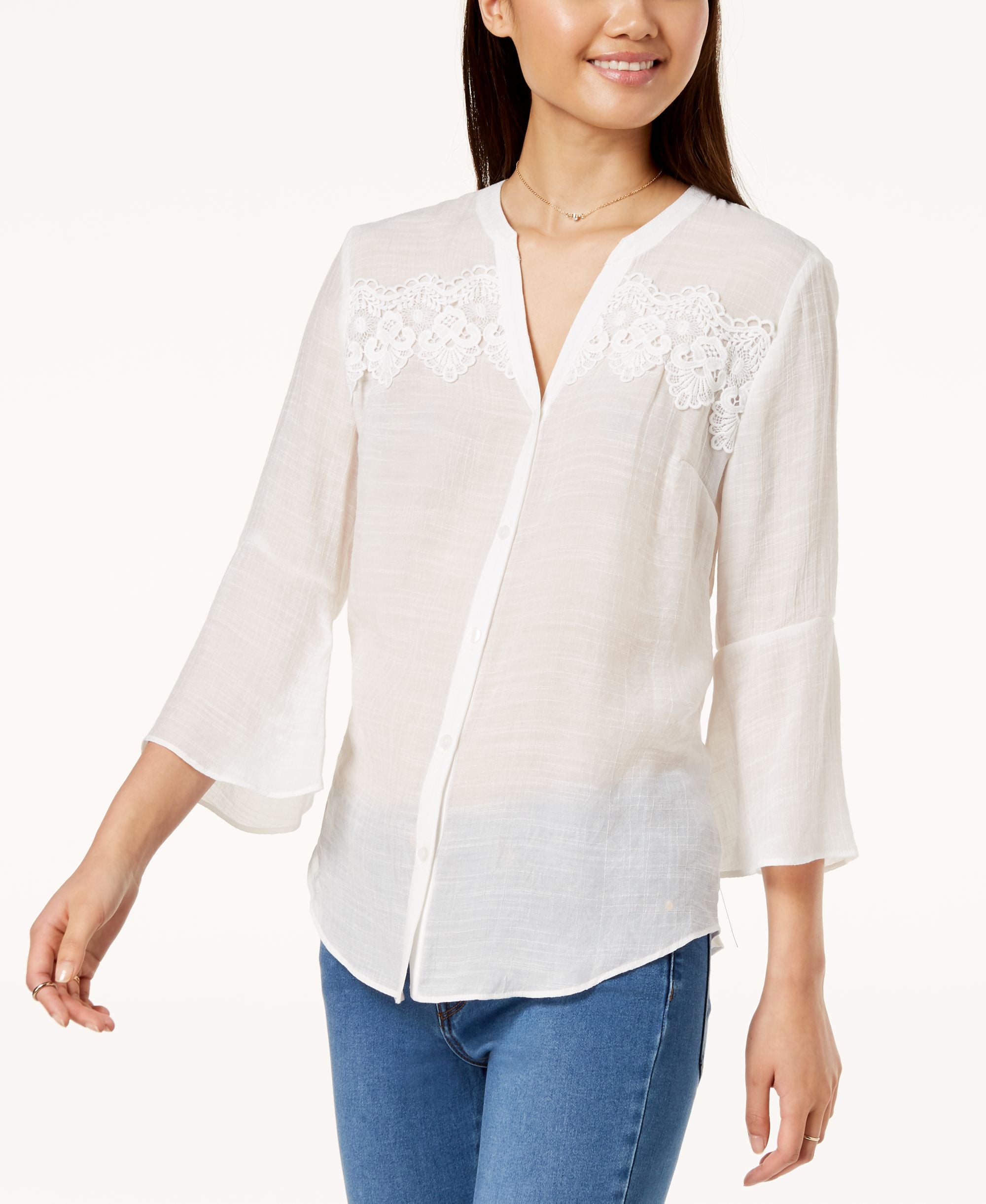 Bcx Juniors Bell Sleeve Button Up Shirt