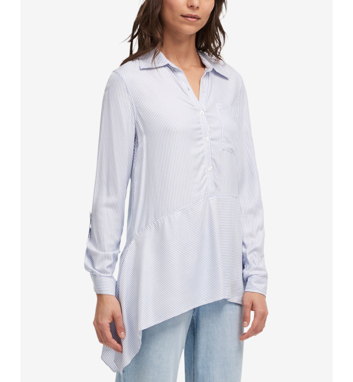 DKNY Asymmetrical Hem Striped Tunic