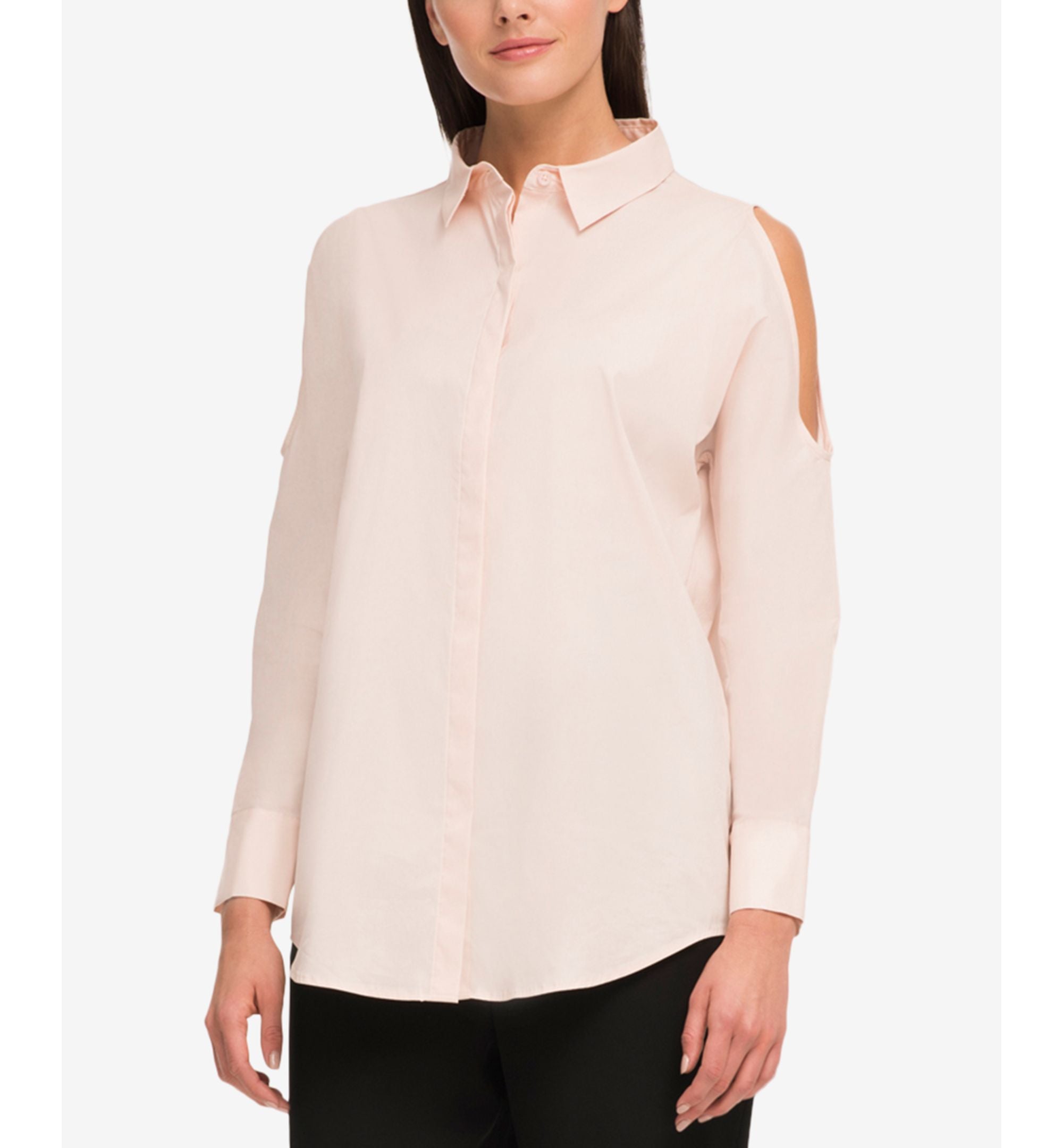 DKNY Cotton Cold Shoulder Shirt