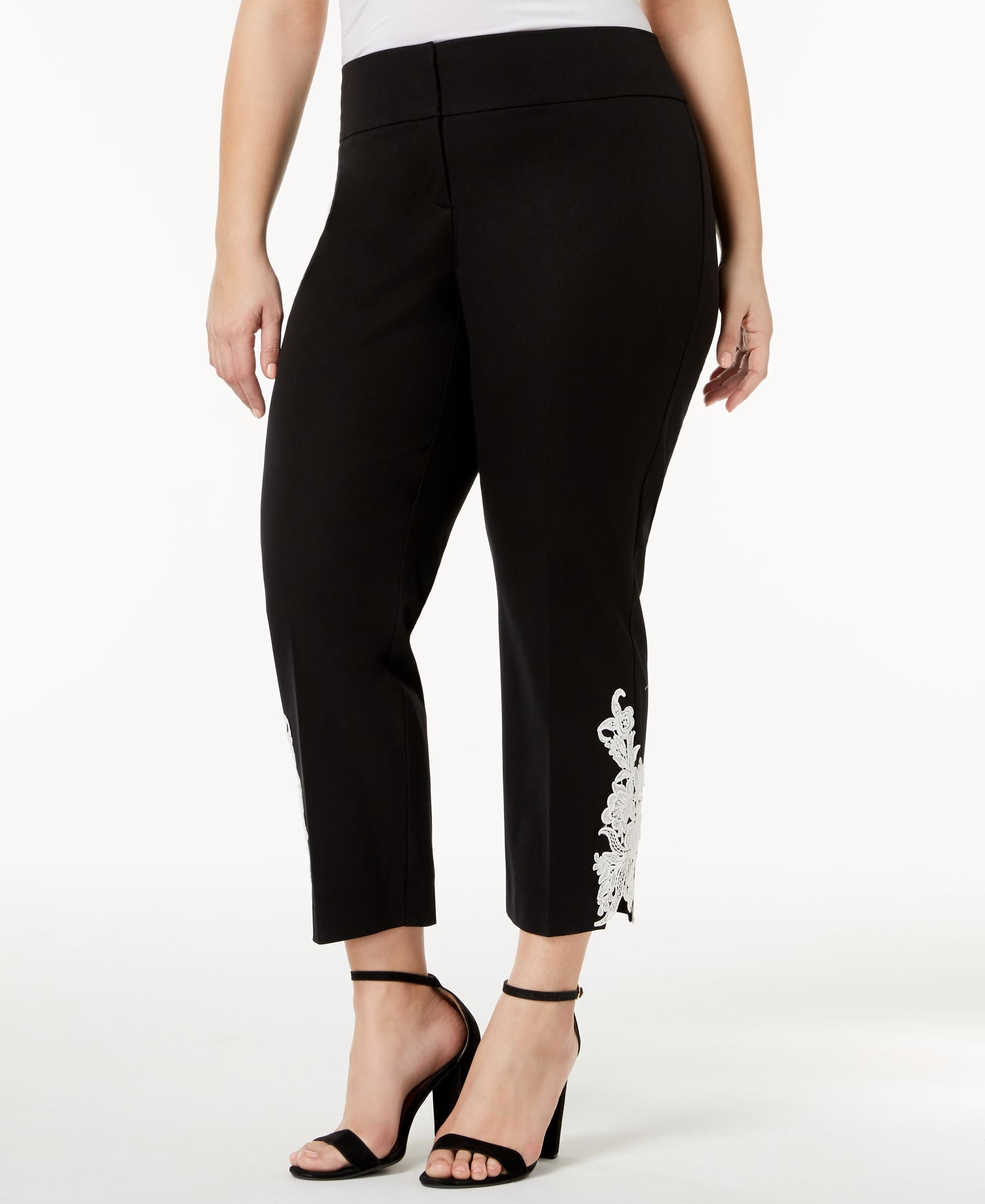 Plus Size Lace-Hem Pants