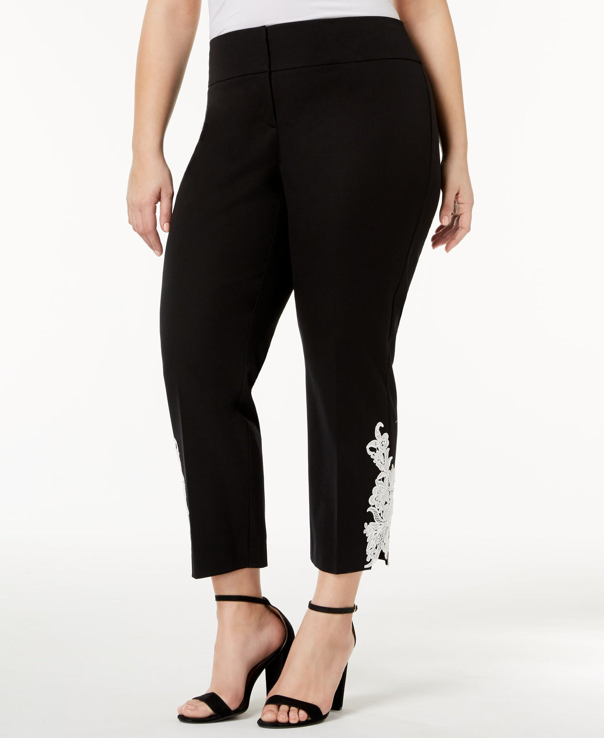 Plus Size Lace-Hem Pants