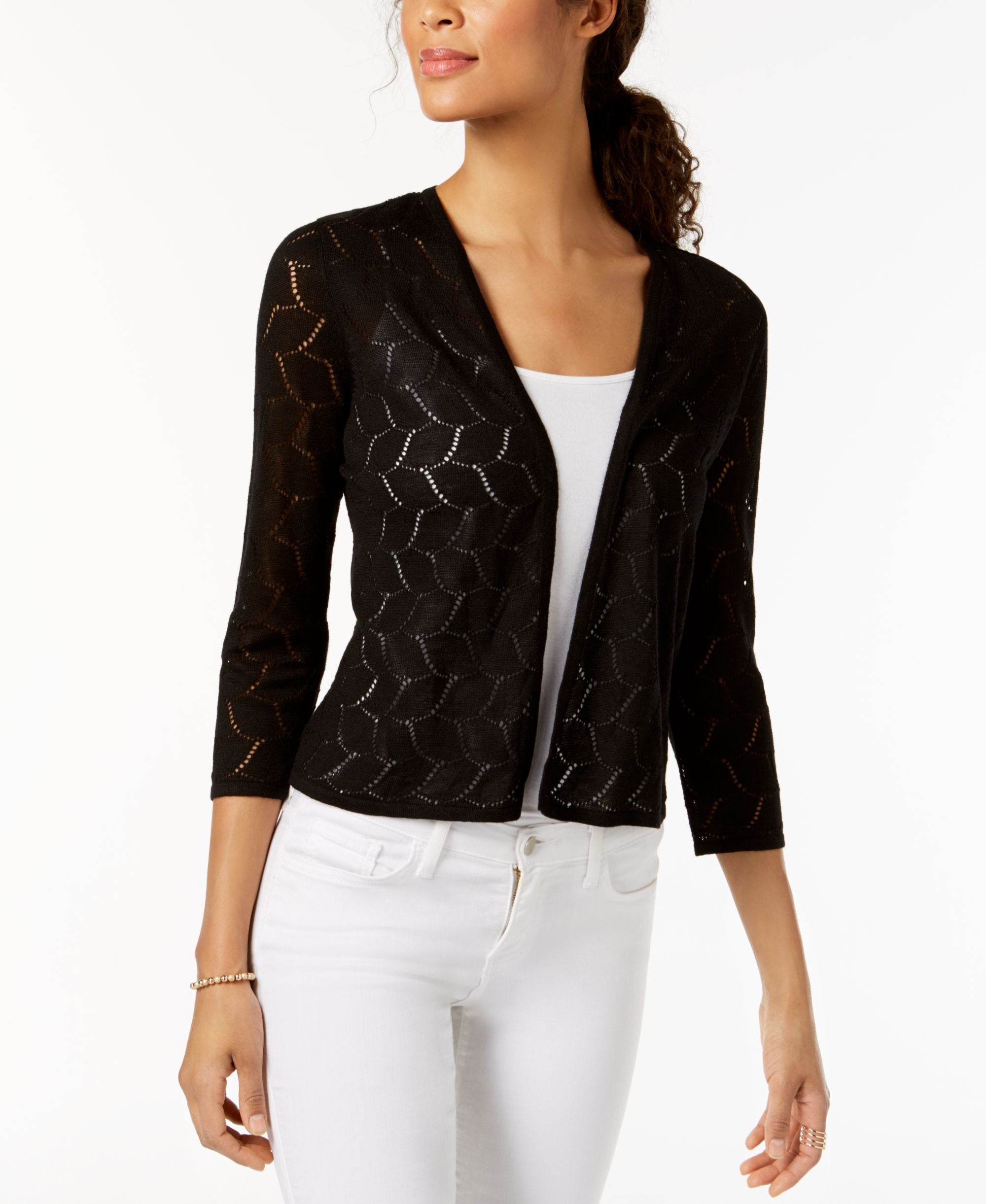 Charter Club Petite Pointelle Cardigan