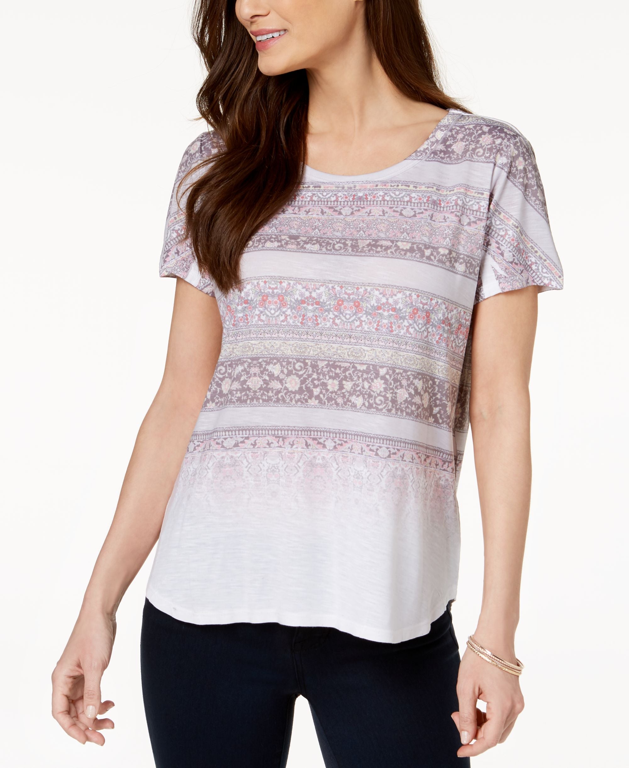 Style & Co Printed Scoop Neck T-Shirt
