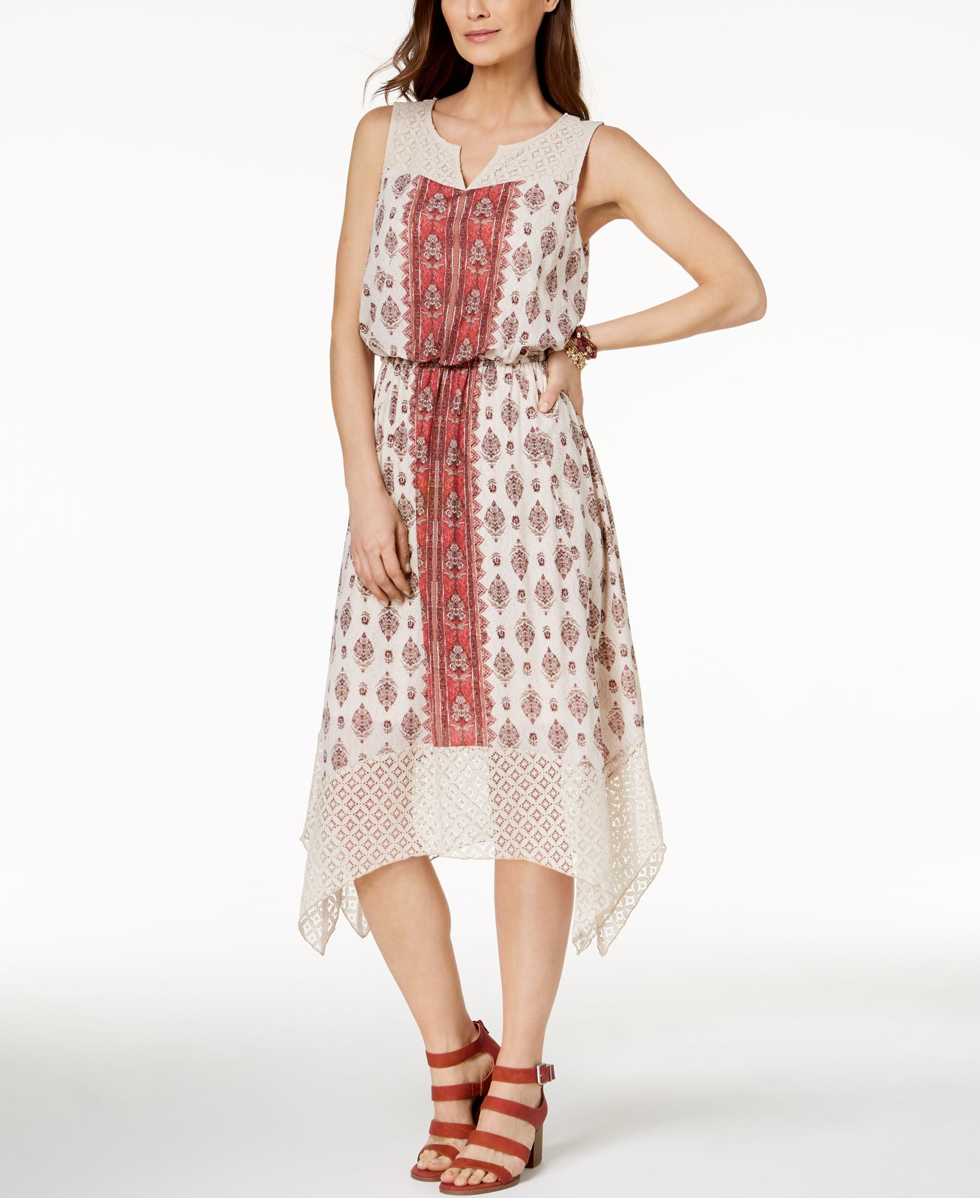 Style & Co Lace Trim Midi Dress