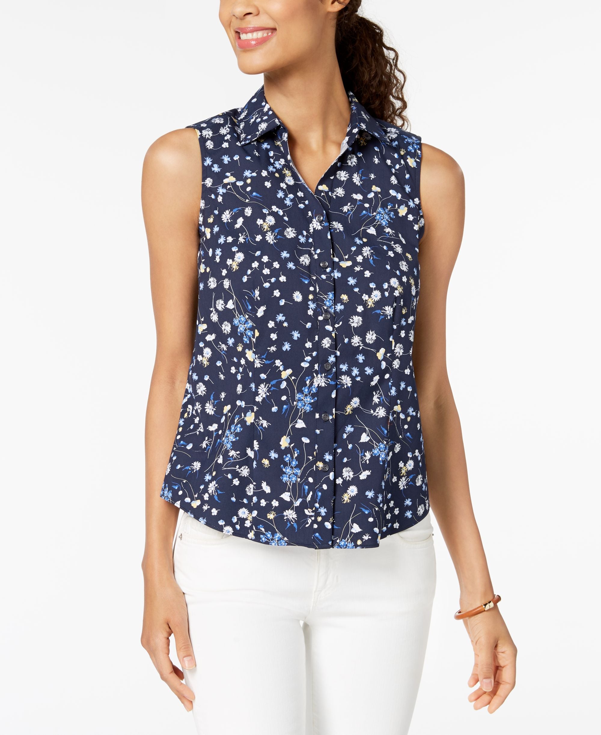 Charter Club Sleeveless Print Shirt