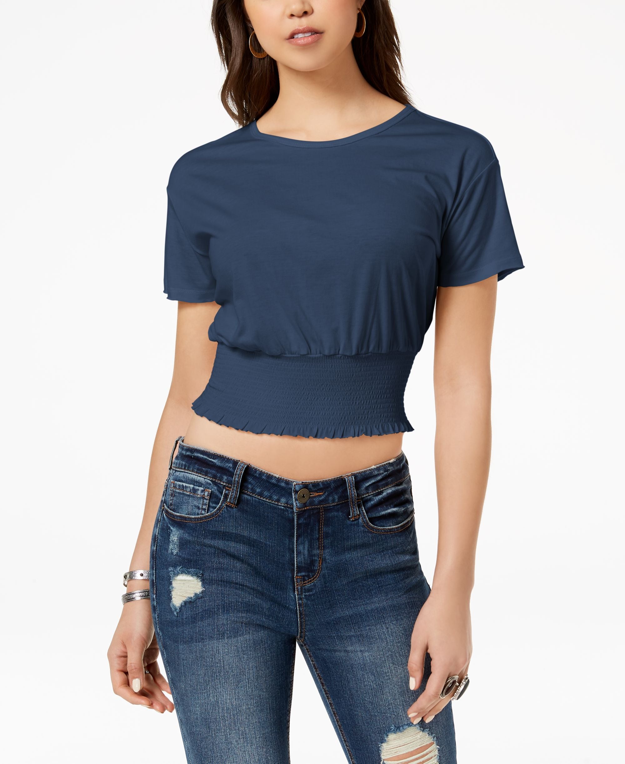 American Rag Juniors Smocked Crop Top