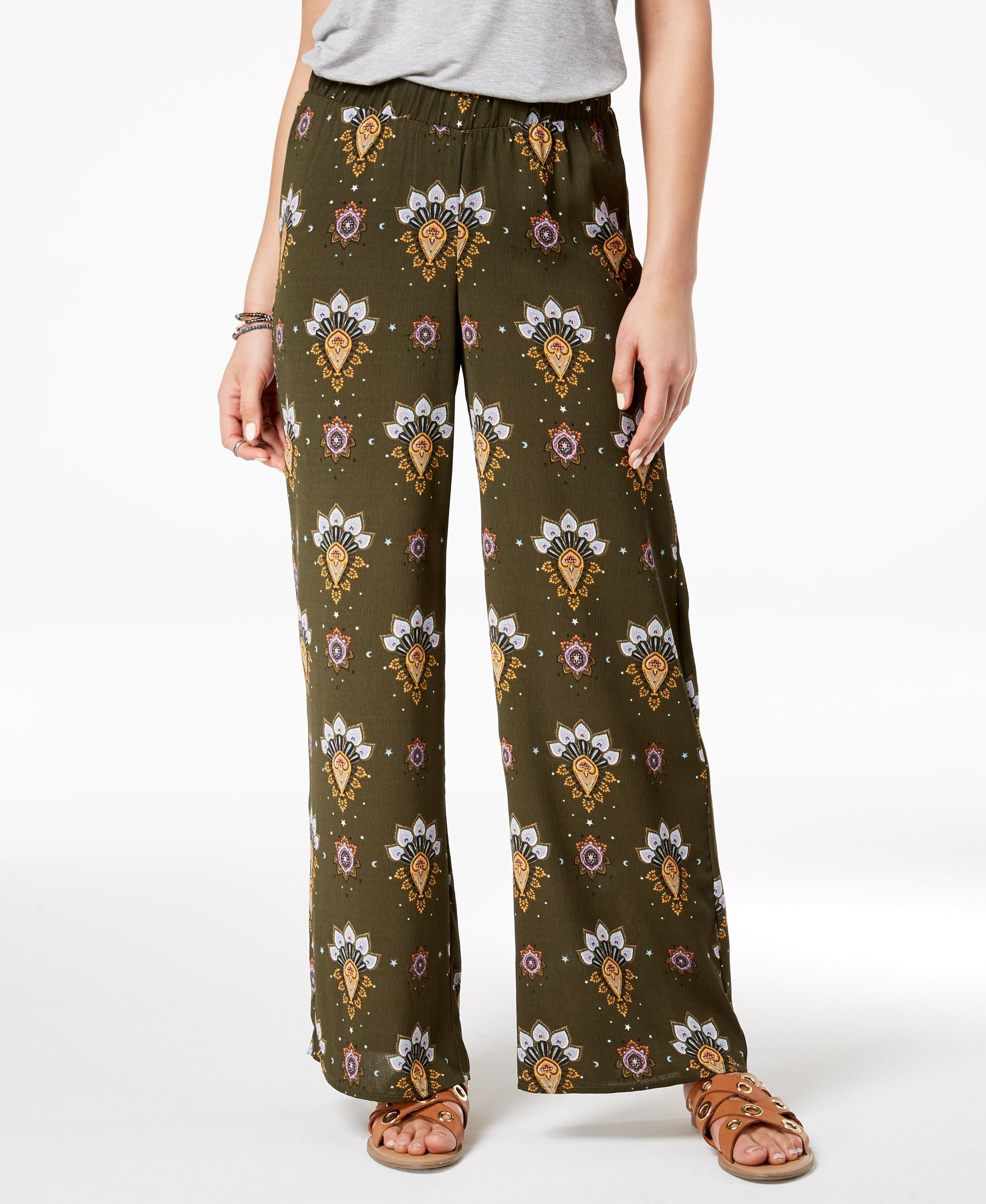 Hippie Rose Juniors Printed Wide Leg Soft Pants