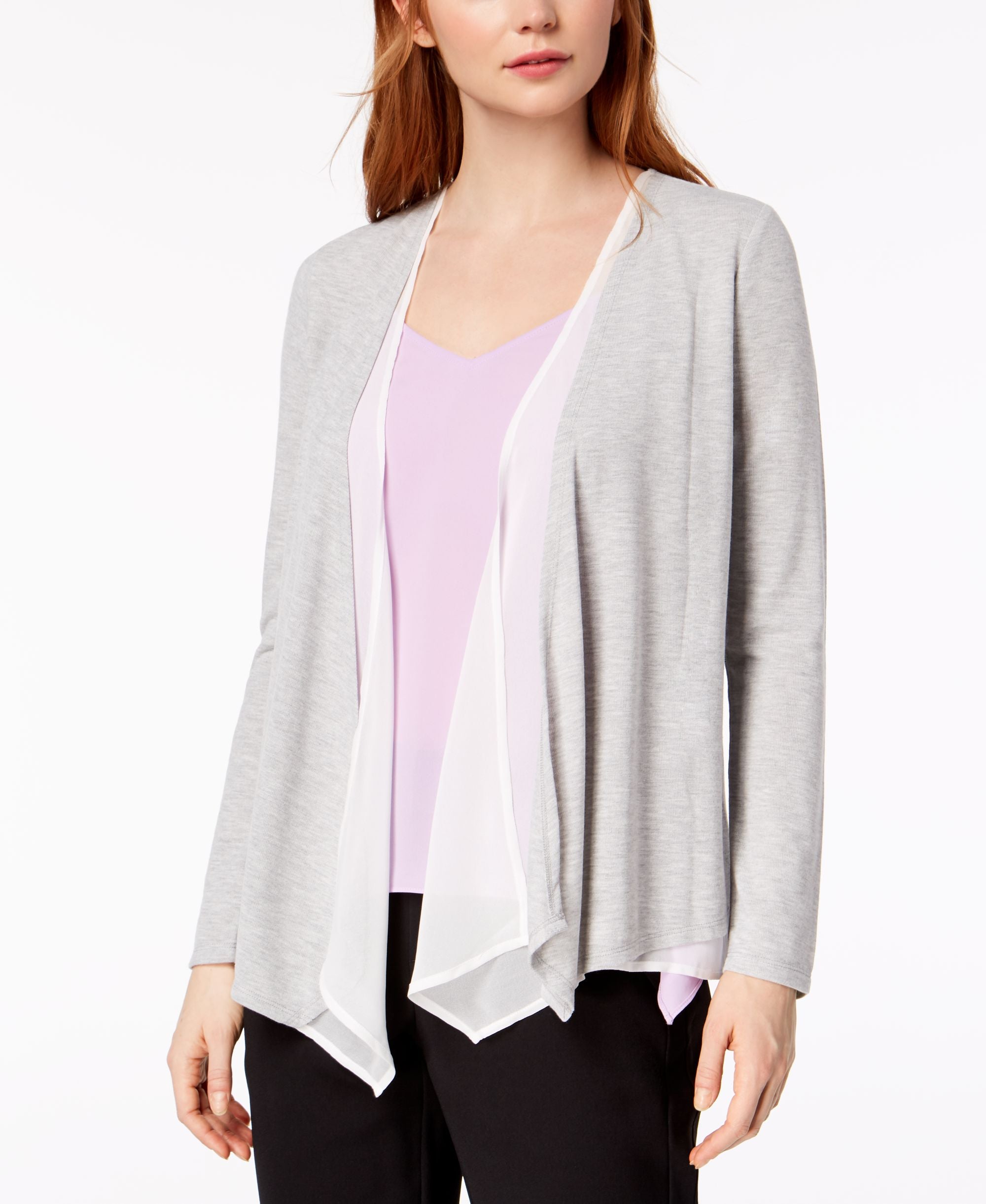 Bar III Draped Contrast Cardigan