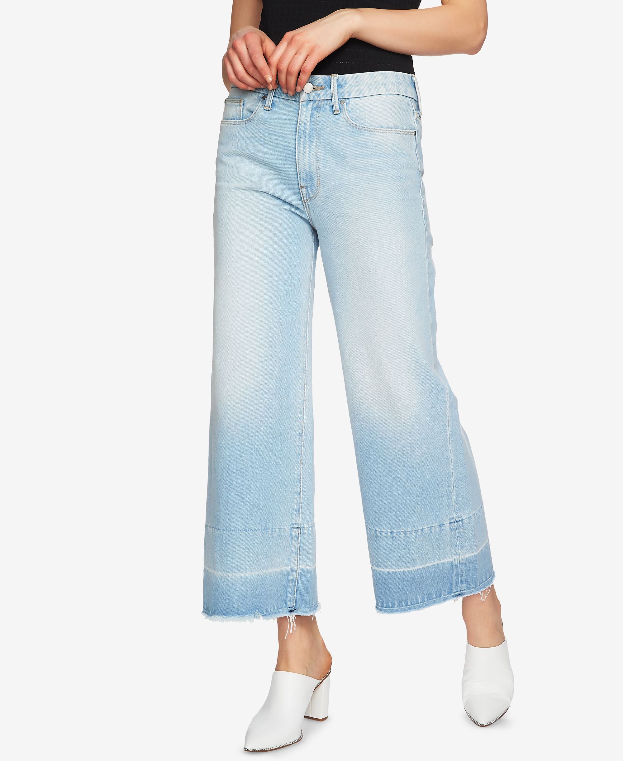 1.State Cotton Wide Leg Ankle Jeans