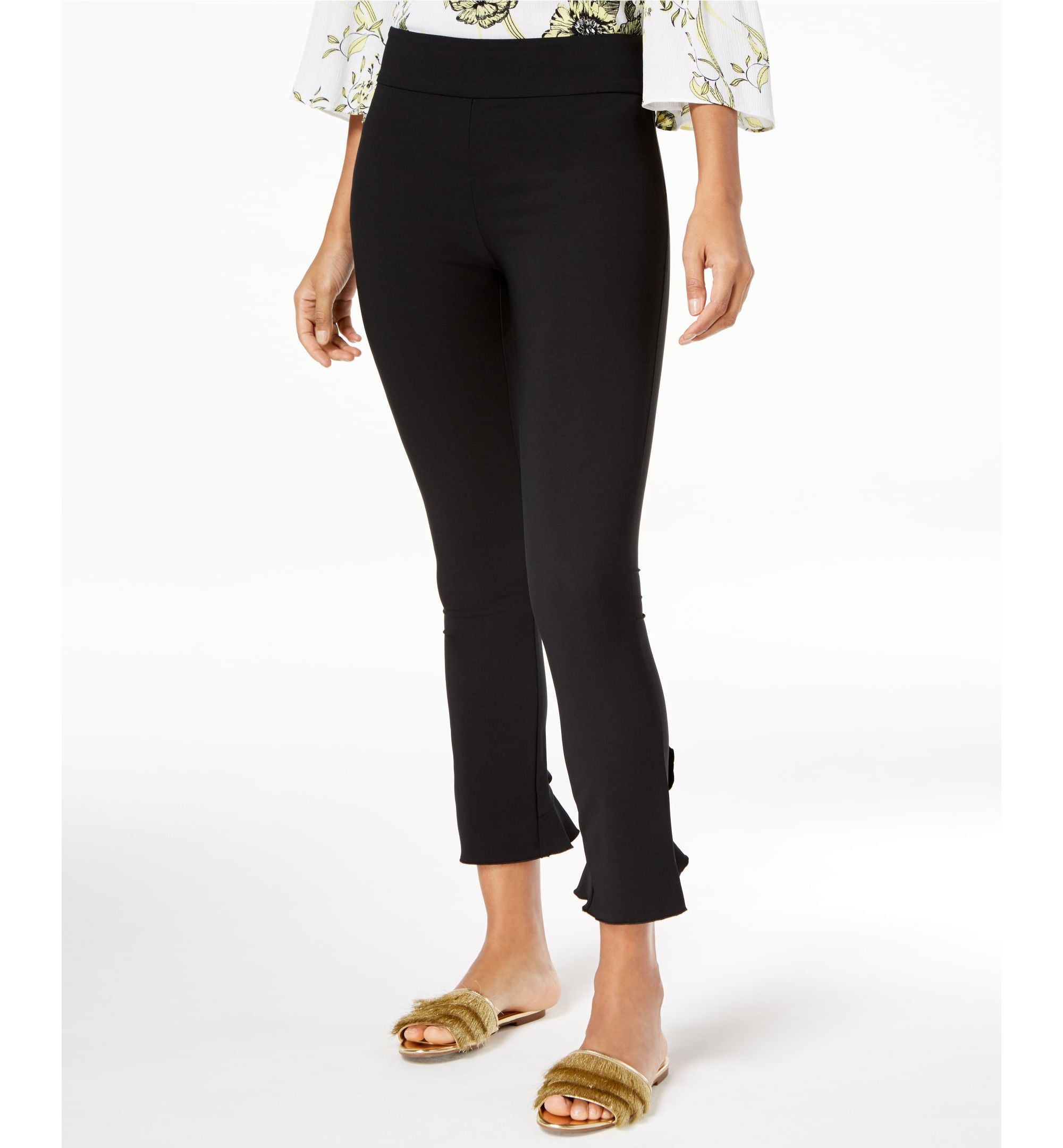 INC Curvy Ruffled-Hem Ankle Skinny Pants